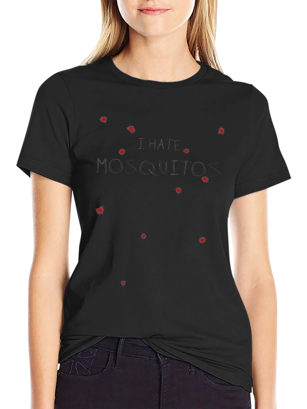 Modern Black Tee with Red Splatter Design