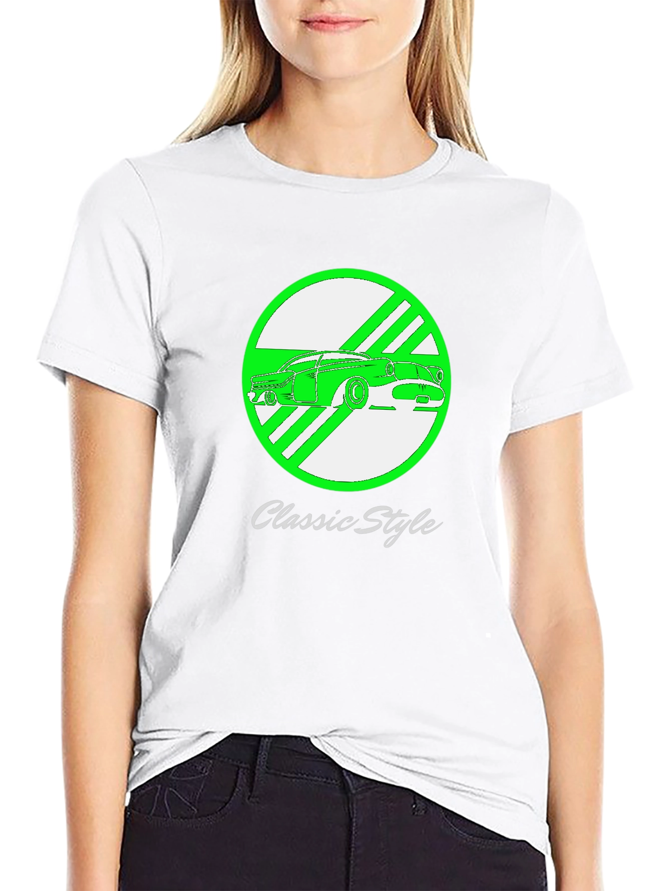 Classic Style Car Graphic T-Shirt - Black