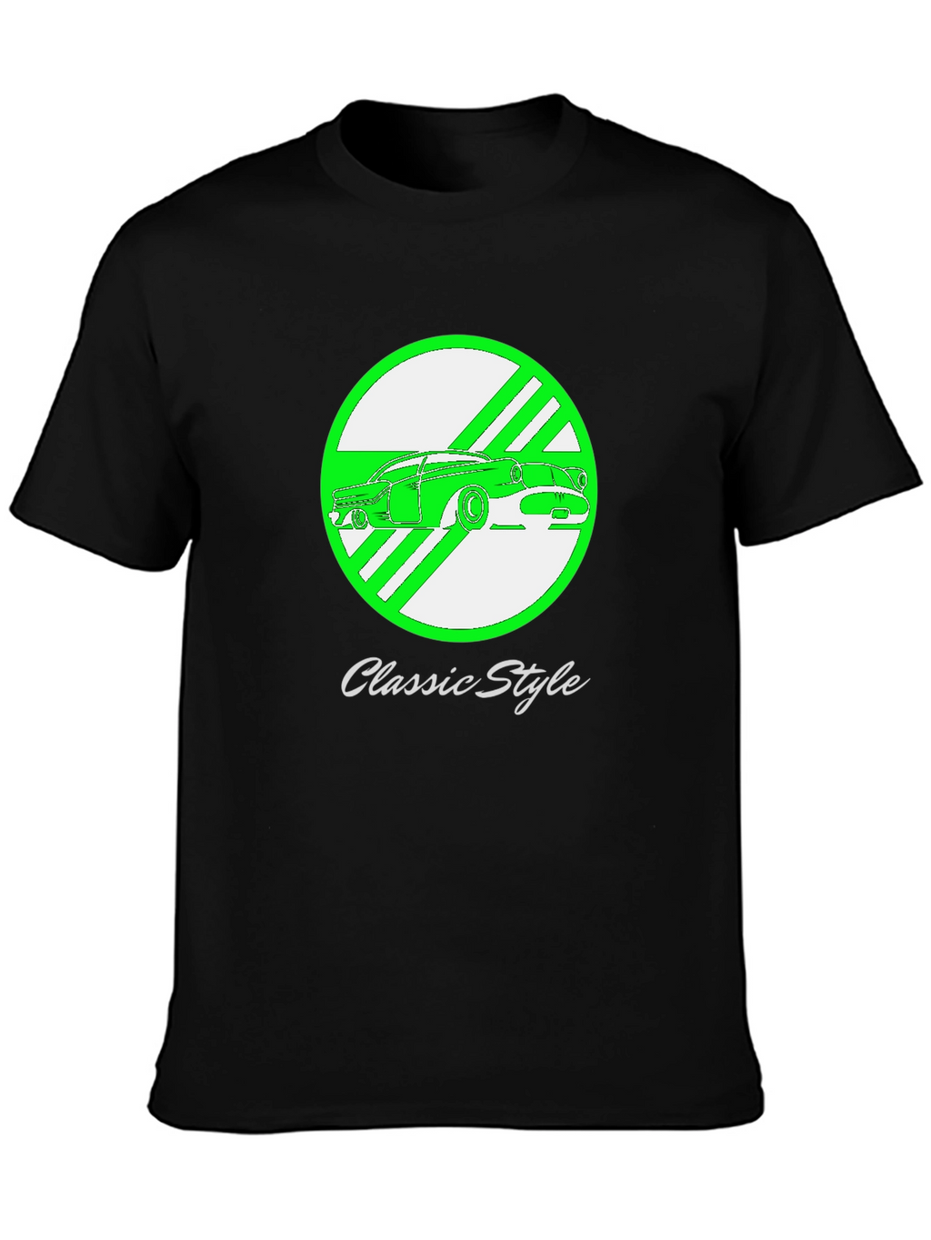 Classic Style Car Graphic T-Shirt - Black