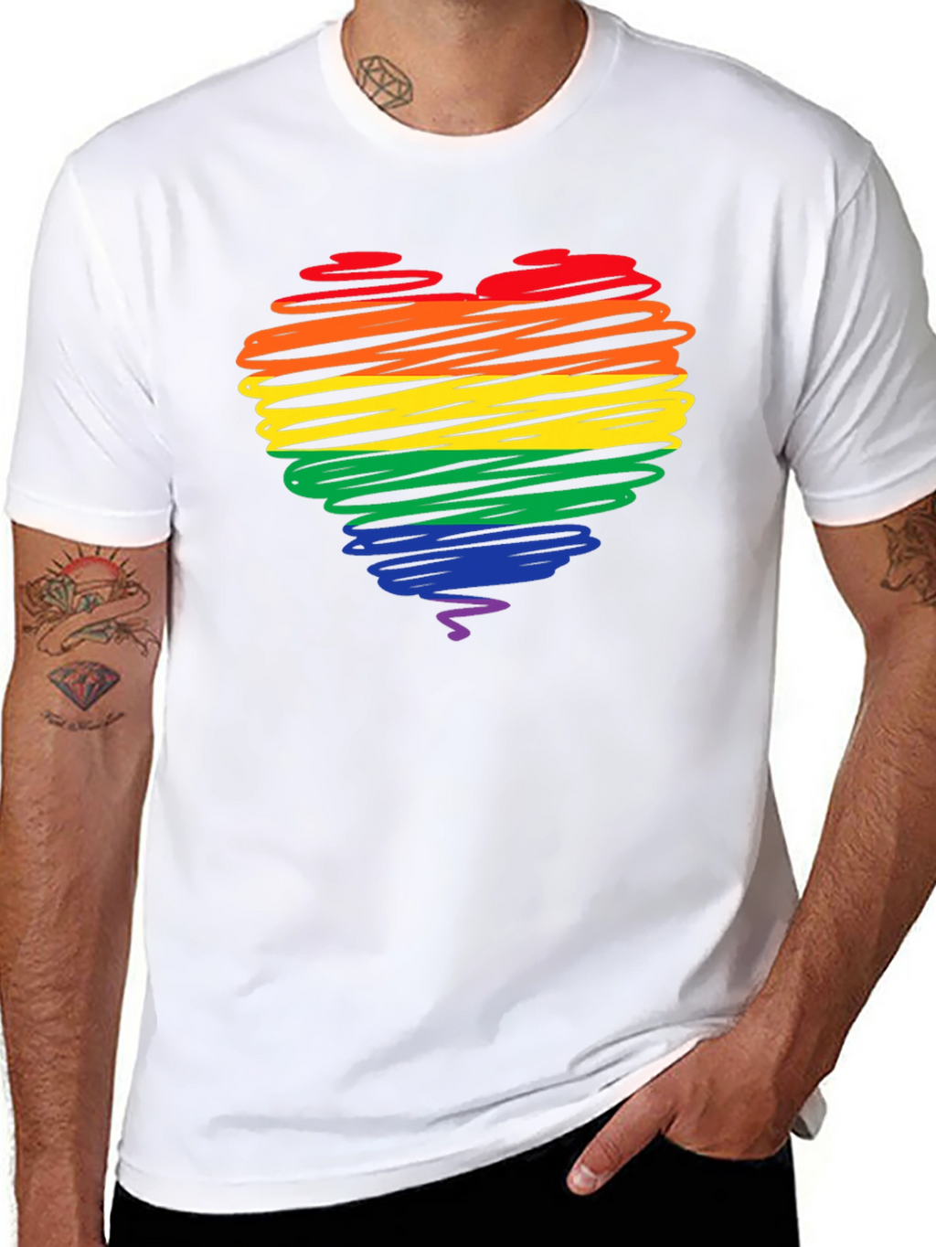 Rainbow Heart Graphic Tee - Pride Love T-Shirt
