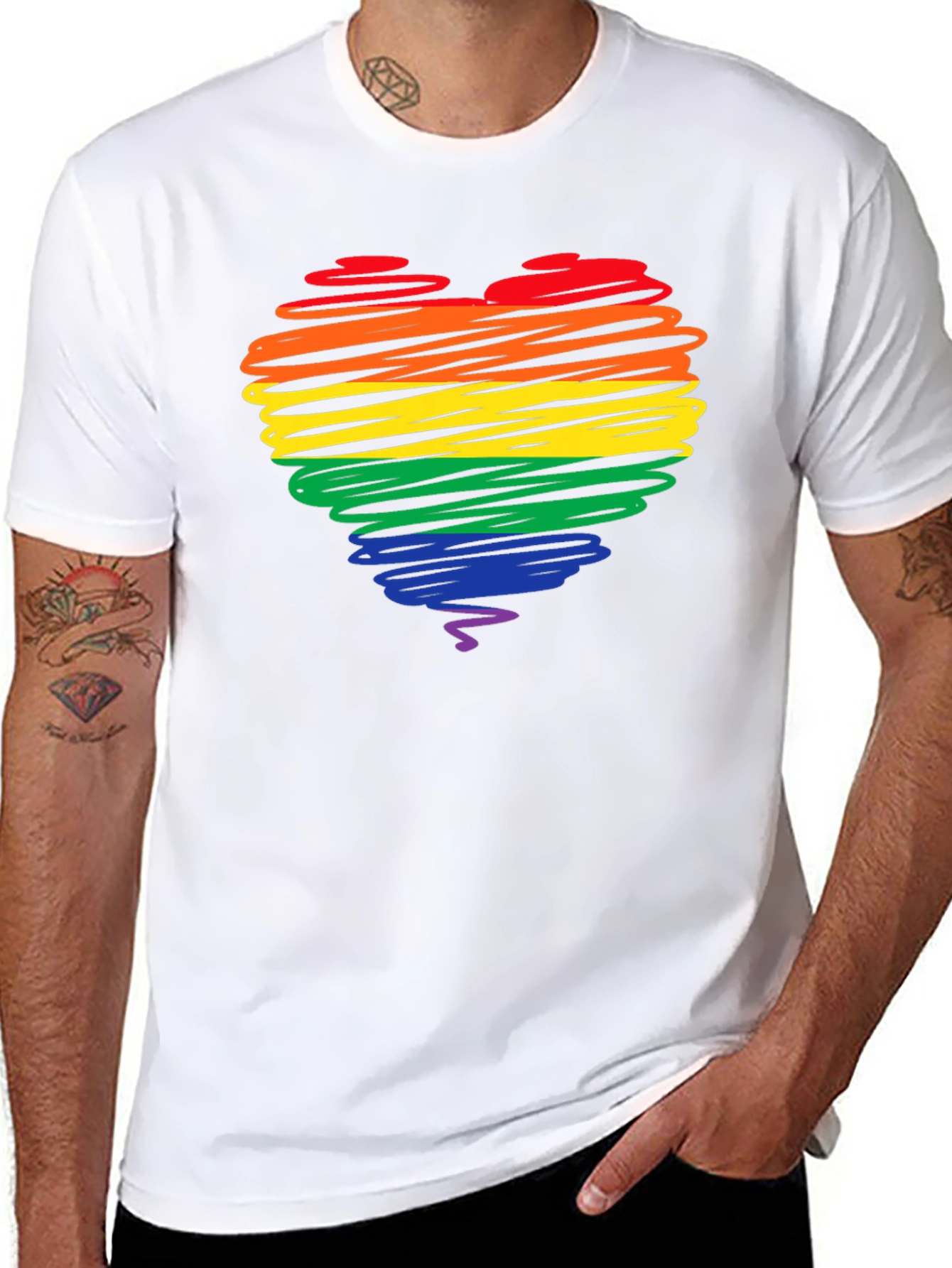 Rainbow Heart Graphic Tee - Pride Love T-Shirt