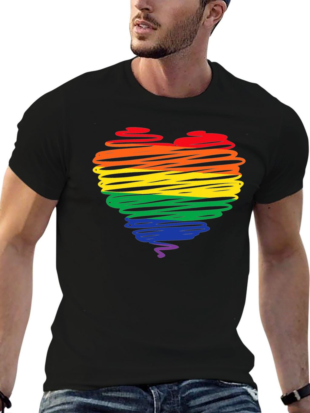Rainbow Heart Graphic Tee - Pride Love T-Shirt