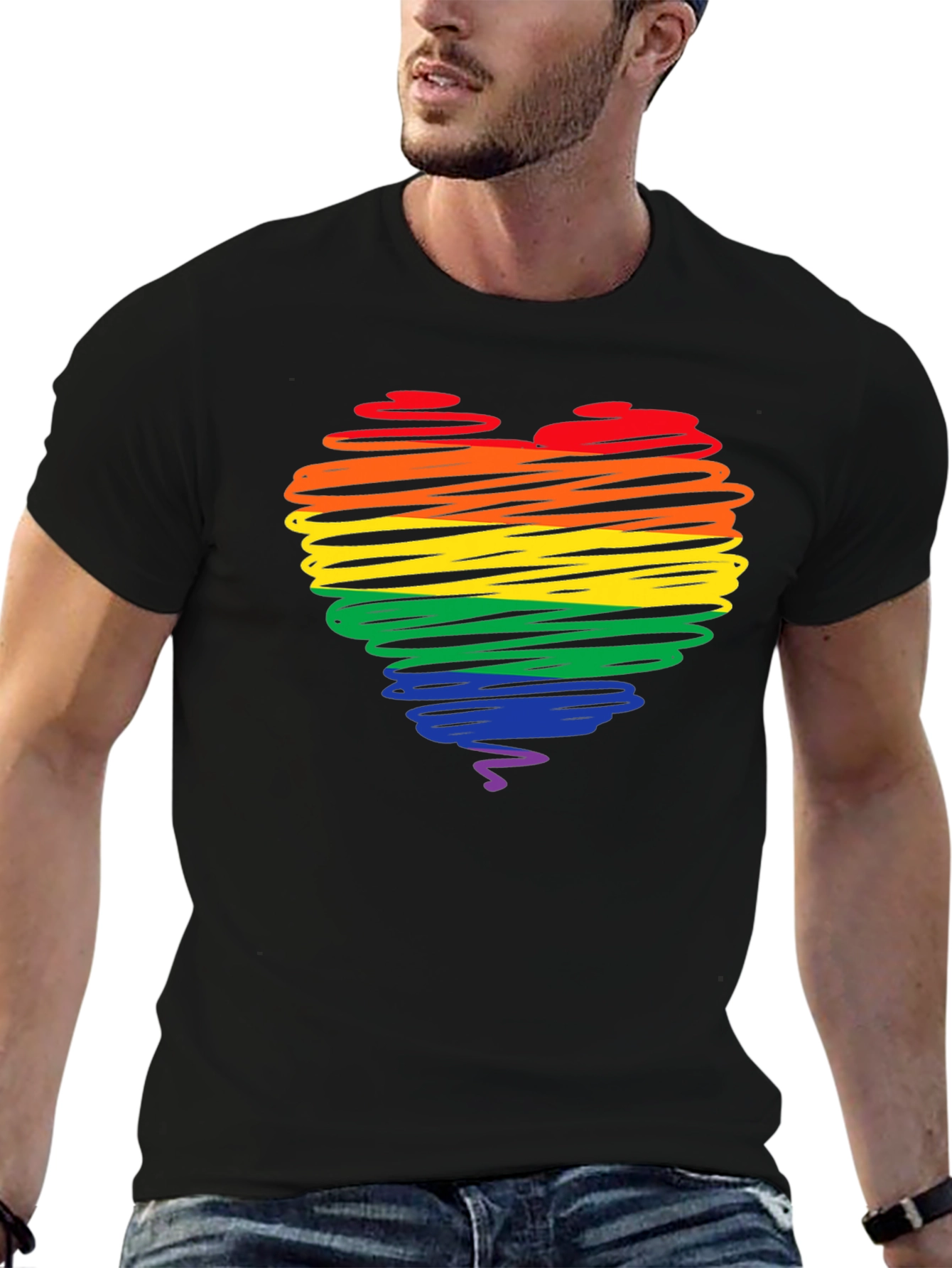 Rainbow Heart Graphic Tee - Pride Love T-Shirt