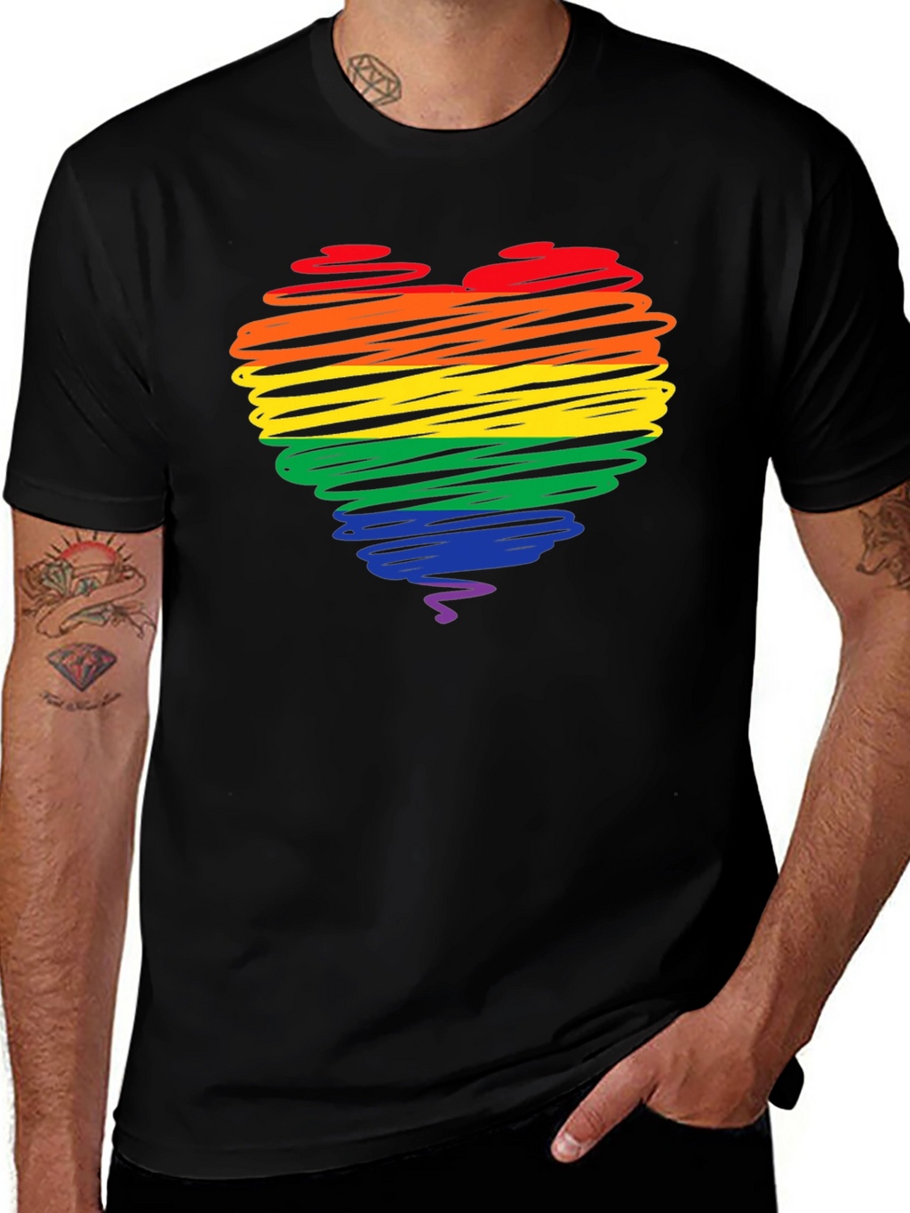 Rainbow Heart Graphic Tee - Pride Love T-Shirt