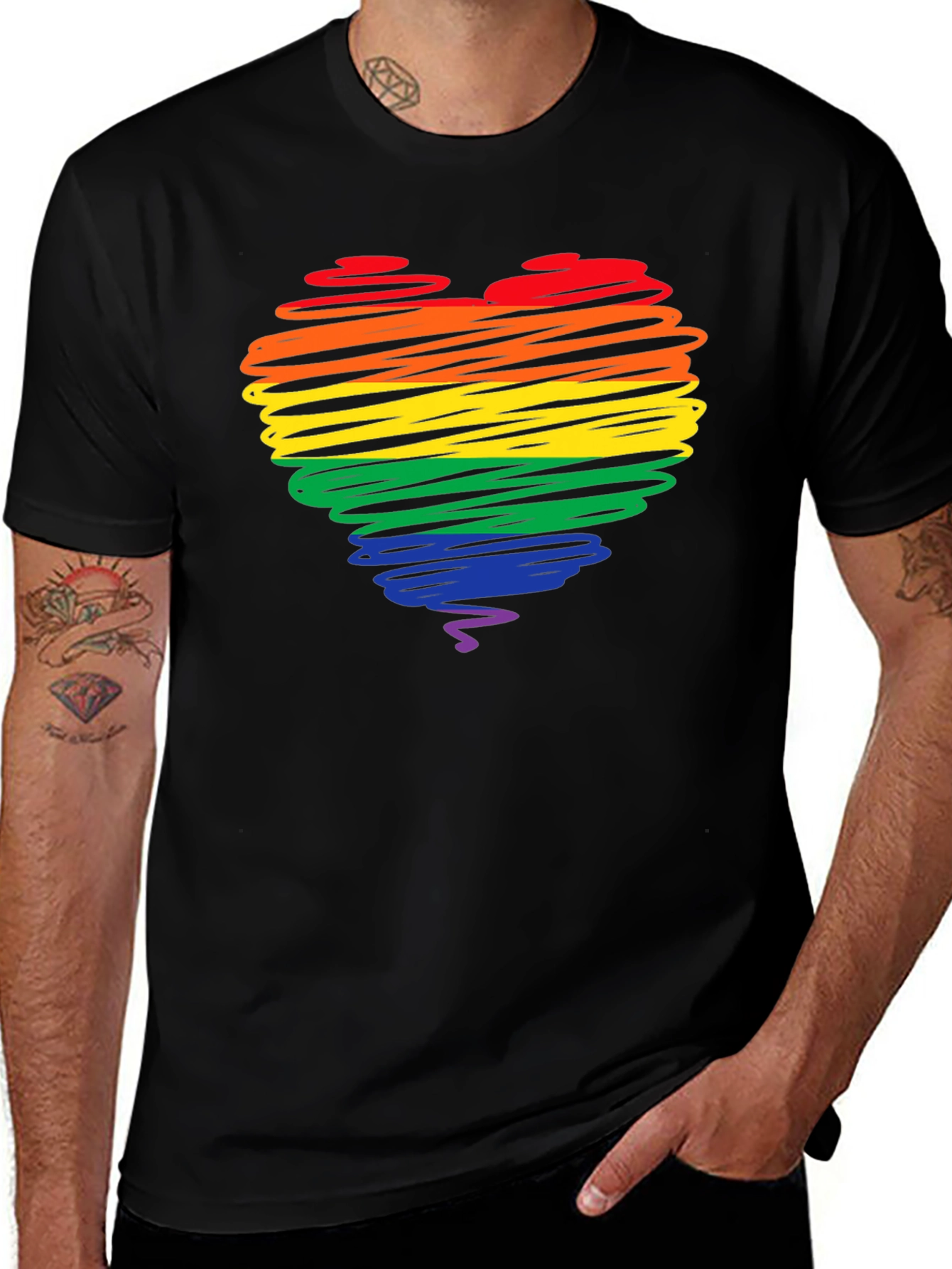 Rainbow Heart Graphic Tee - Pride Love T-Shirt