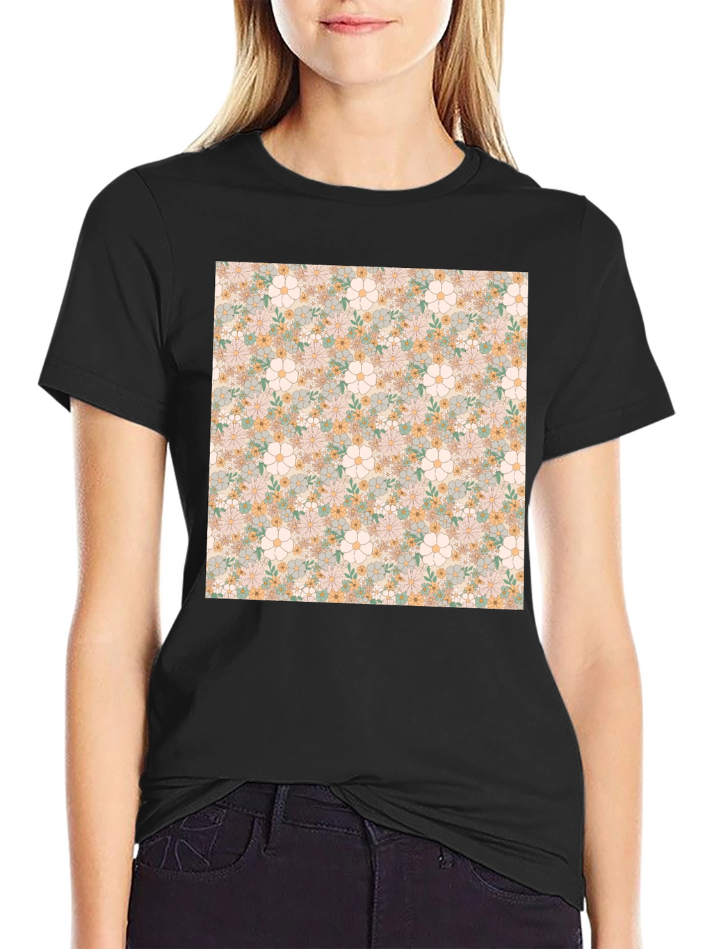 Floral Pattern T-Shirt - Retro Design