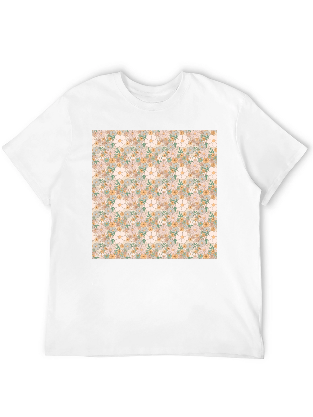 Floral Pattern T-Shirt - Retro Design