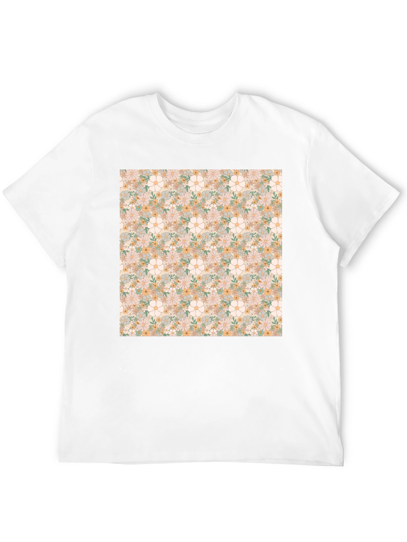 Floral Pattern T-Shirt - Retro Design