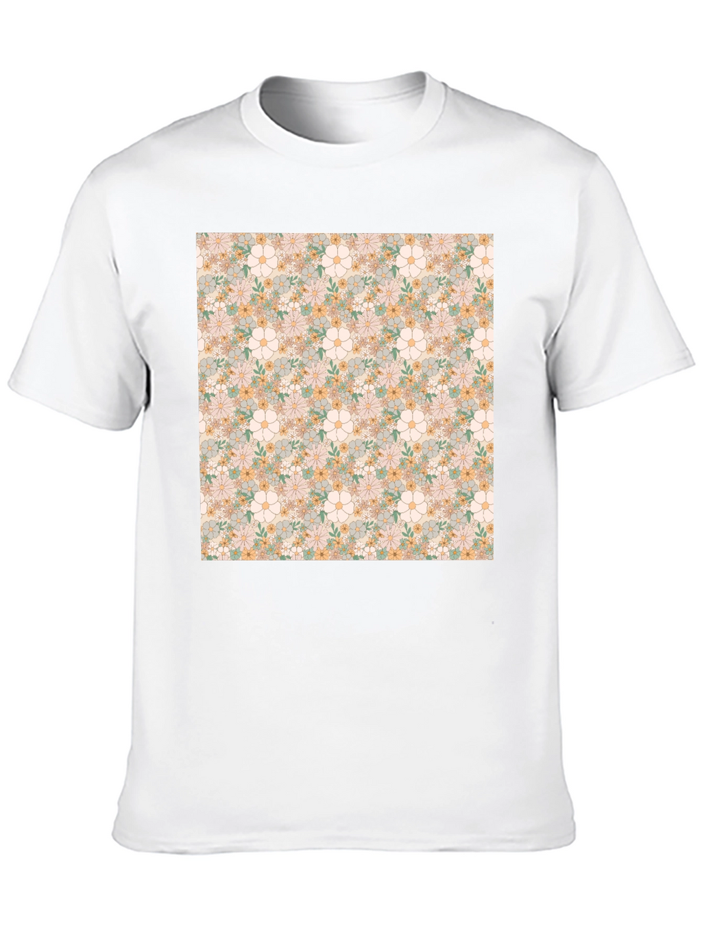 Floral Pattern T-Shirt - Retro Design