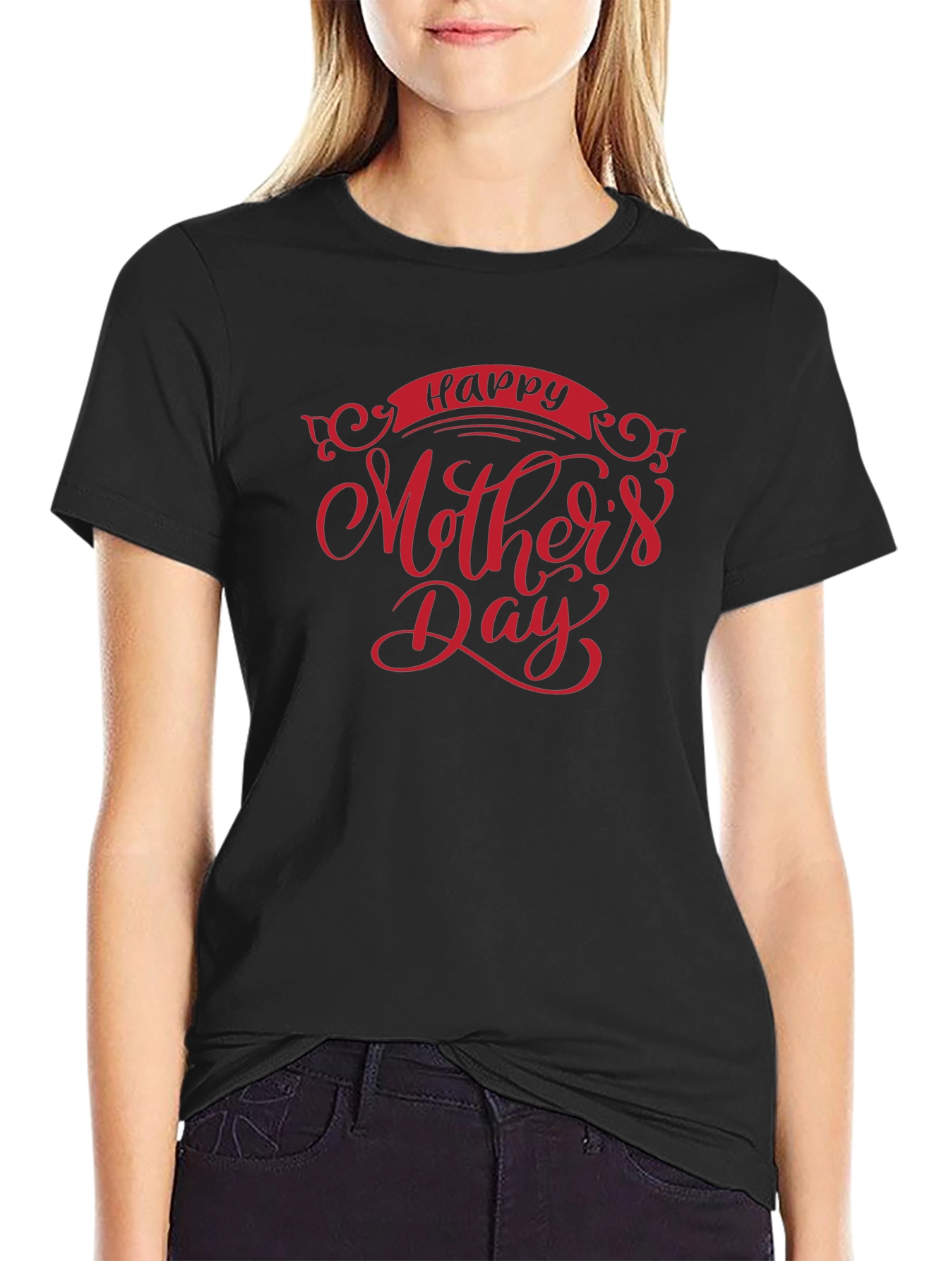 Happy Mothers Day Graphic Tee - Black