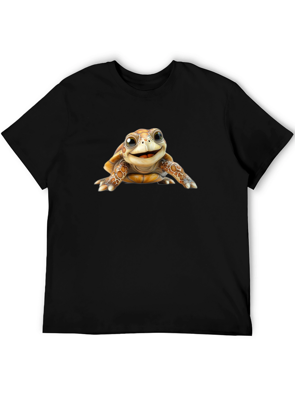 Cute Turtle Graphic Black T-Shirt