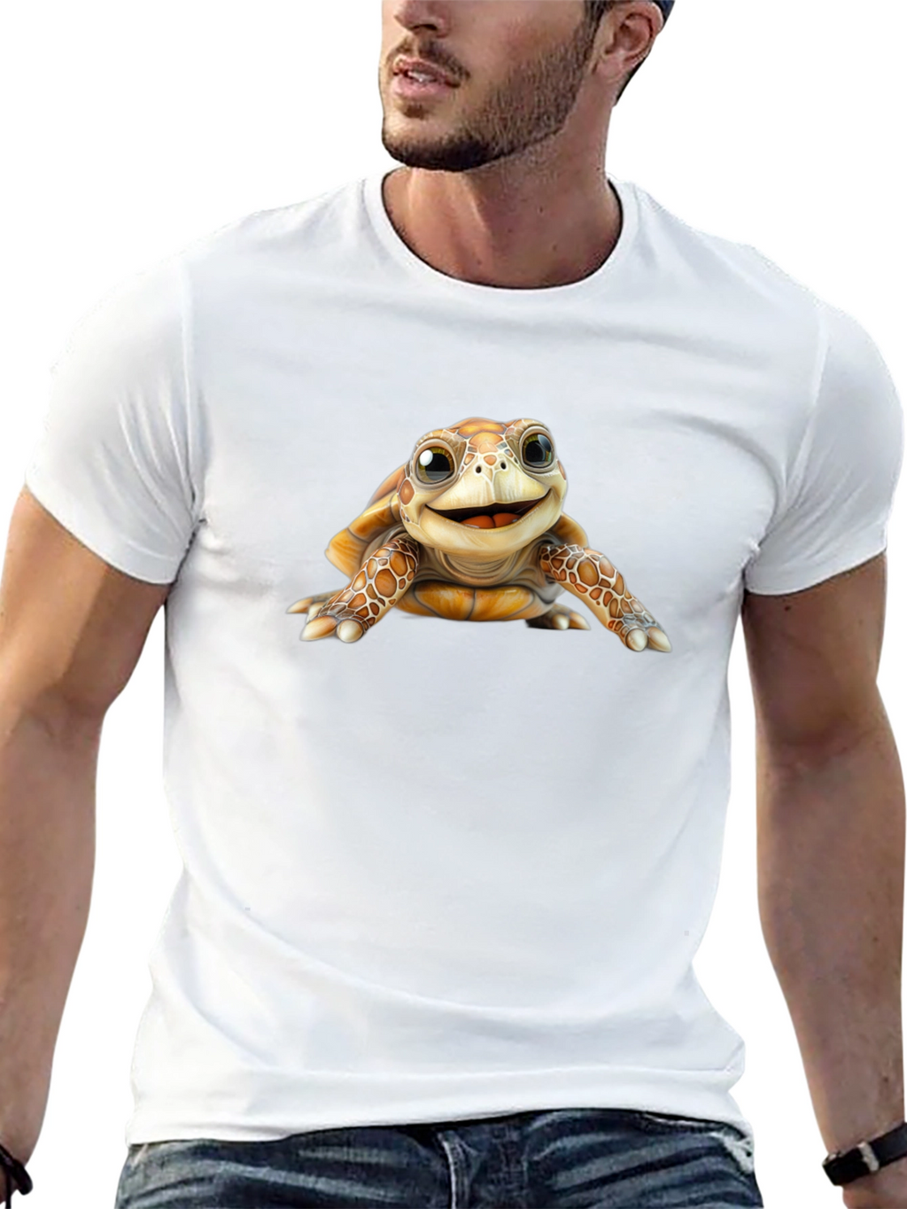 Cute Turtle Graphic Black T-Shirt
