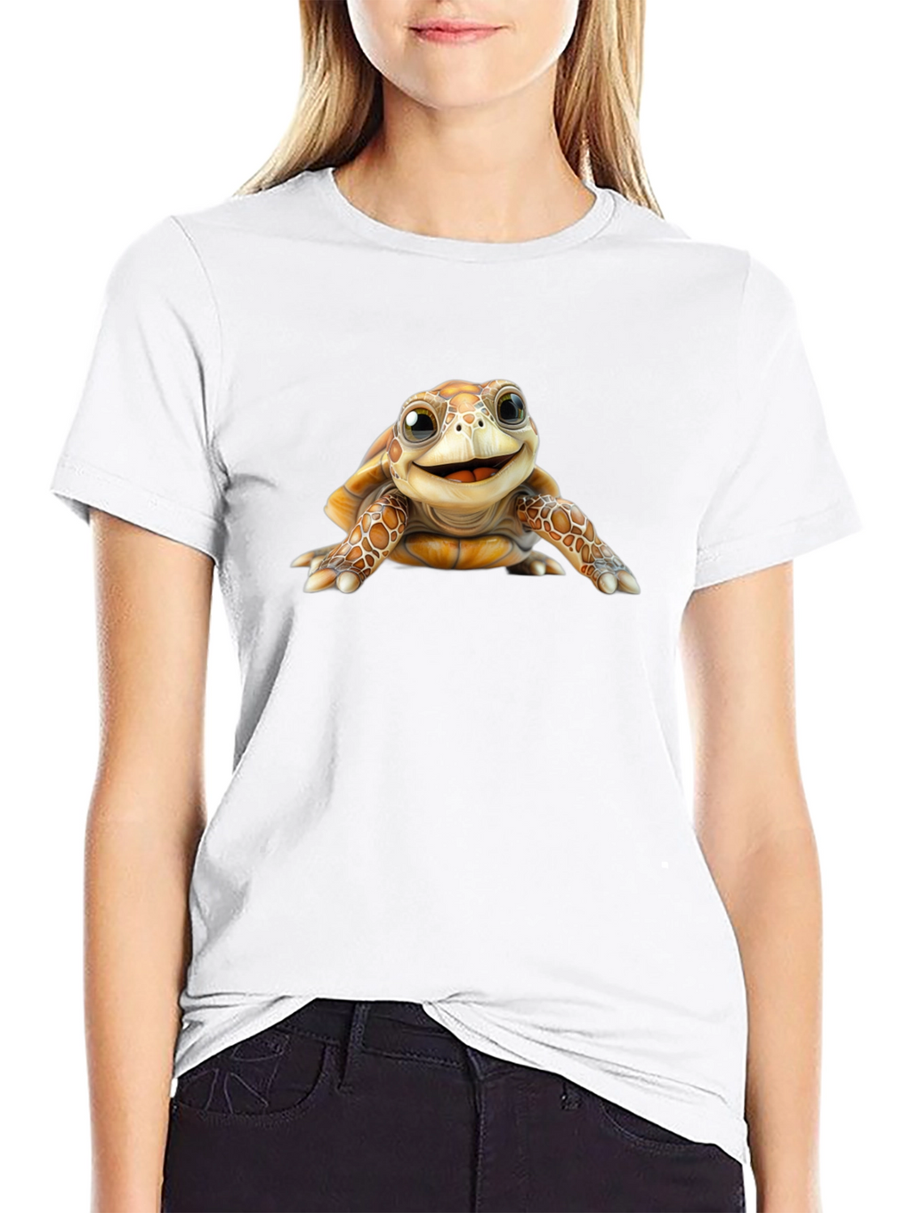 Cute Turtle Graphic Black T-Shirt