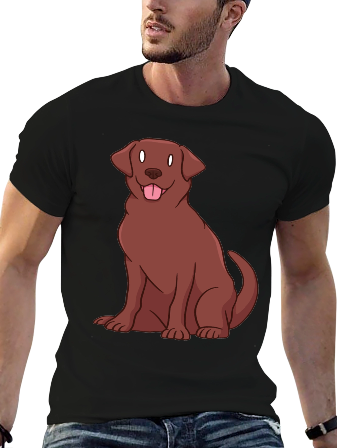 Chocolate Lab Dog Graphic T-Shirt - Black