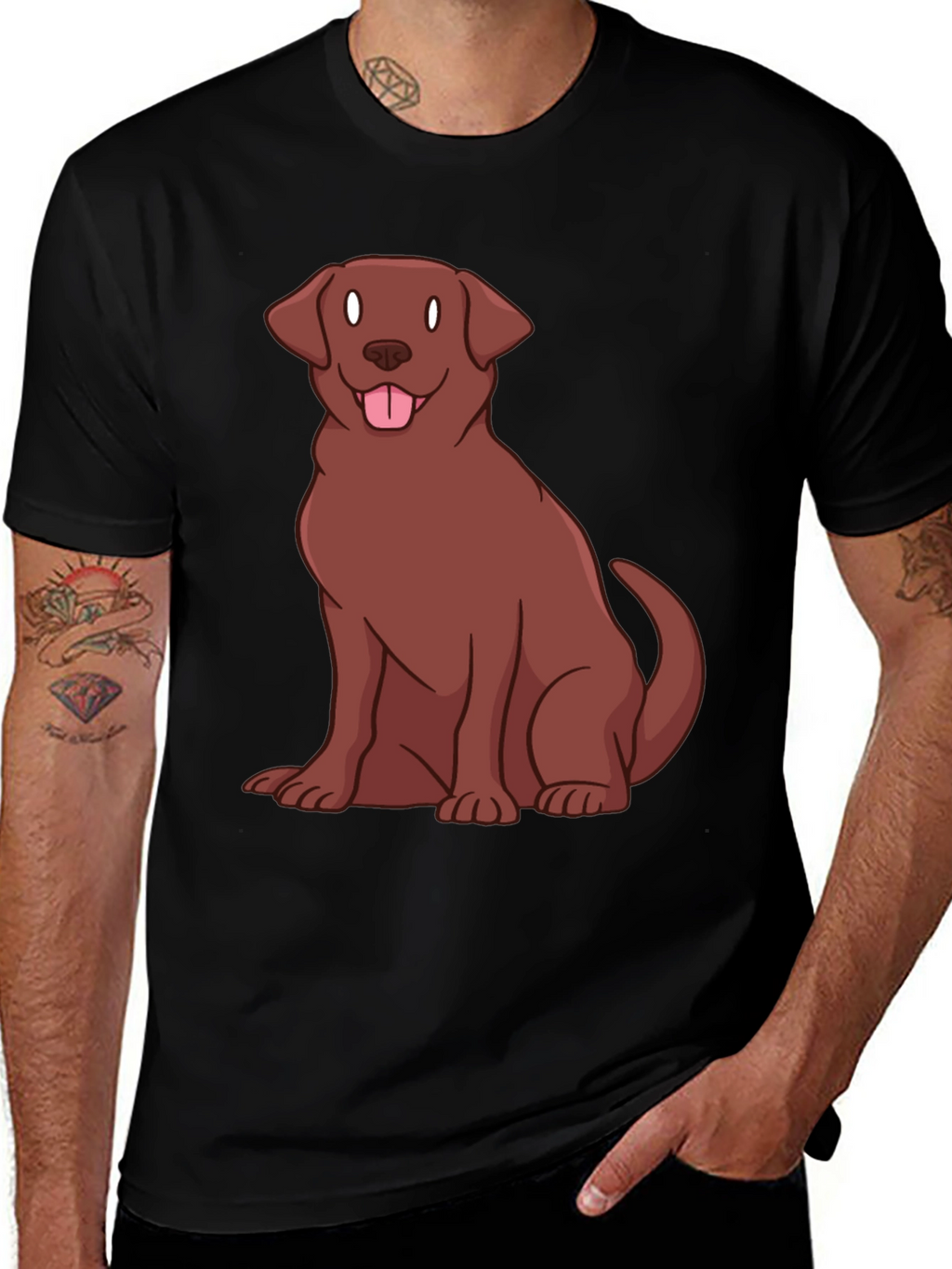 Chocolate Lab Dog Graphic T-Shirt - Black
