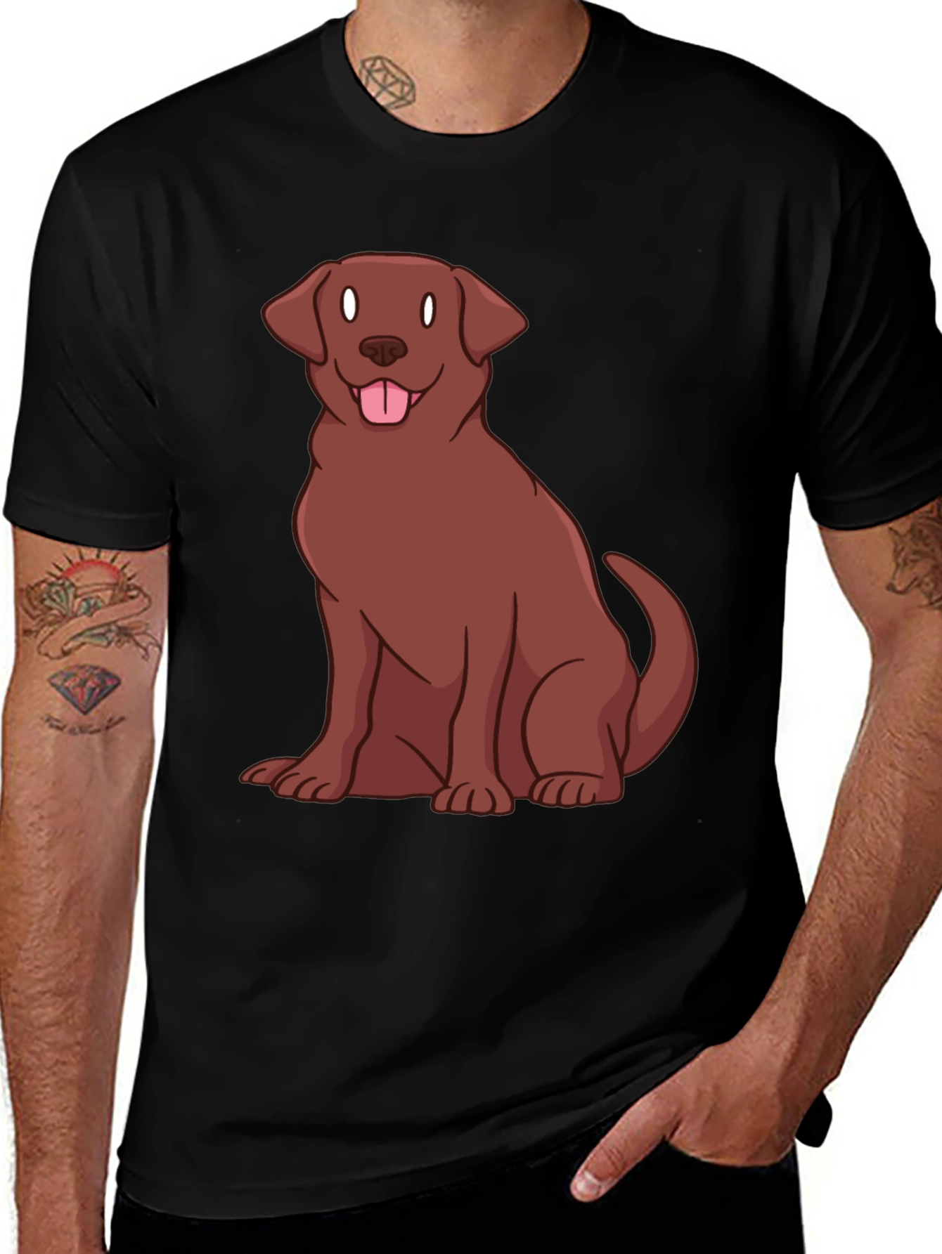 Chocolate Lab Dog Graphic T-Shirt - Black