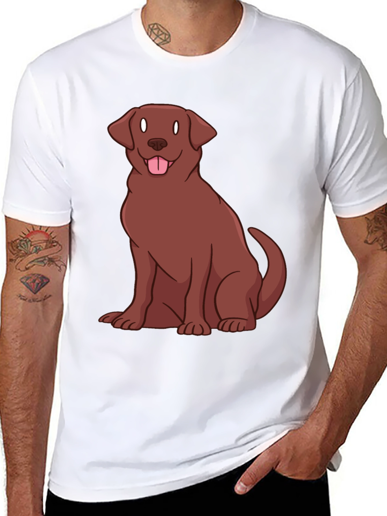 Chocolate Lab Dog Graphic T-Shirt - Black