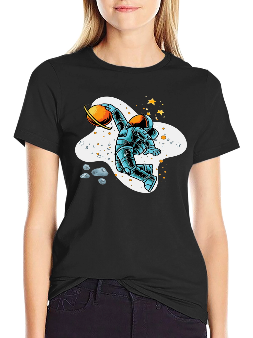 Astronaut Planet Basketball Graphic T-Shirt