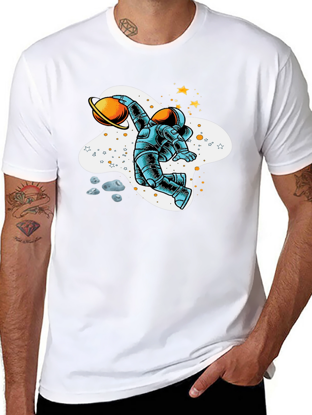 Astronaut Planet Basketball Graphic T-Shirt