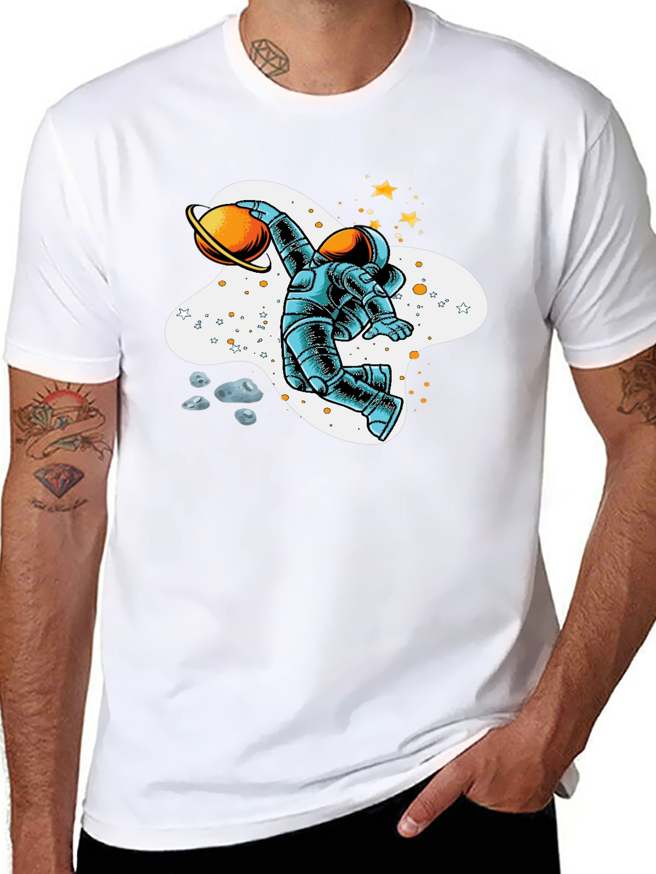 Astronaut Planet Basketball Graphic T-Shirt