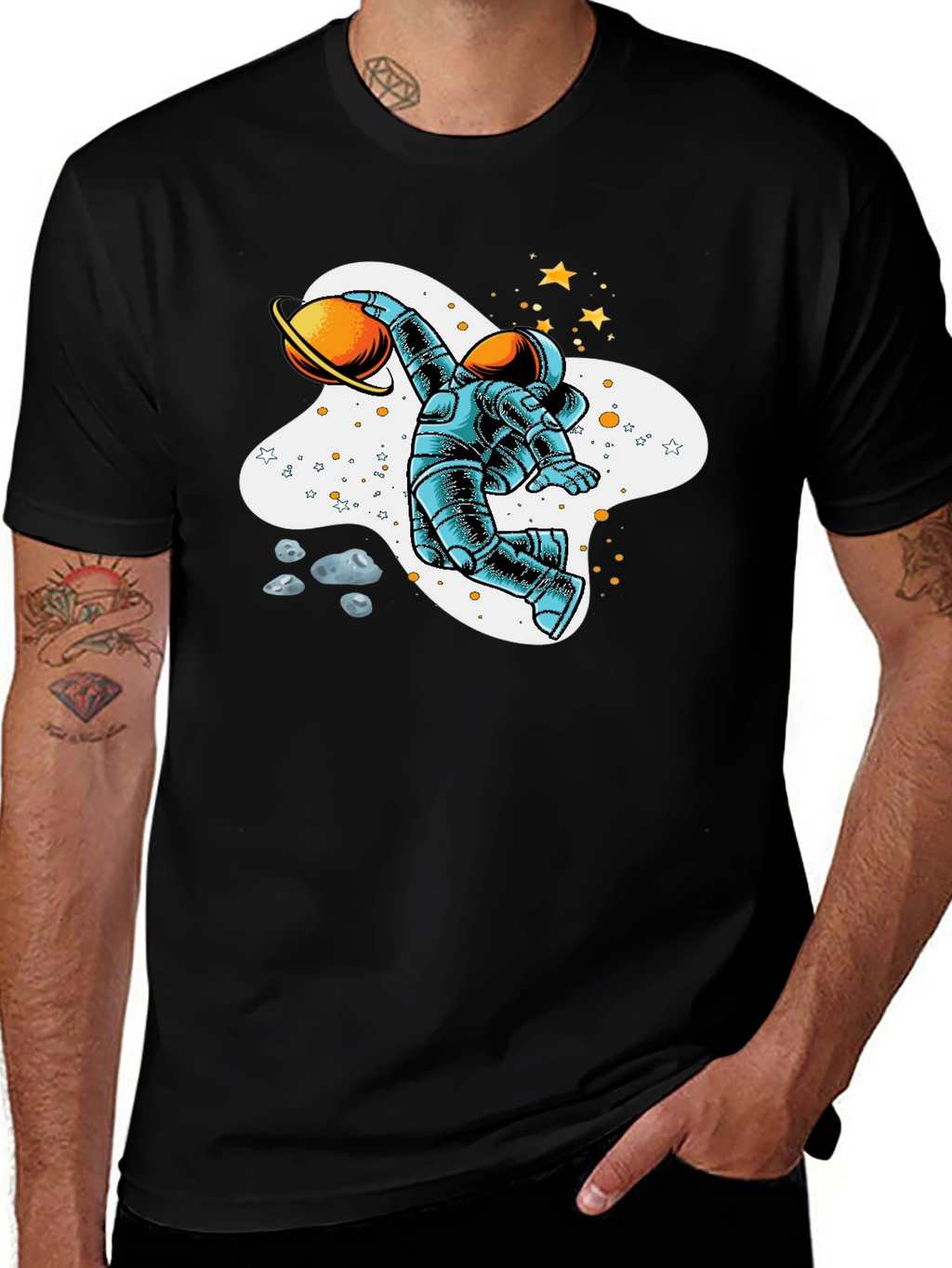 Astronaut Planet Basketball Graphic T-Shirt