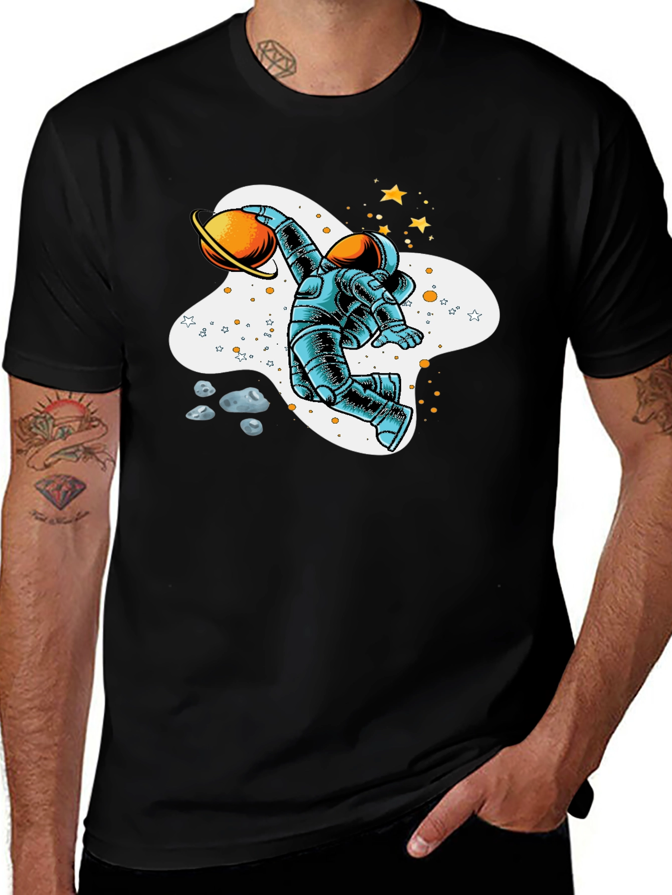 Astronaut Planet Basketball Graphic T-Shirt