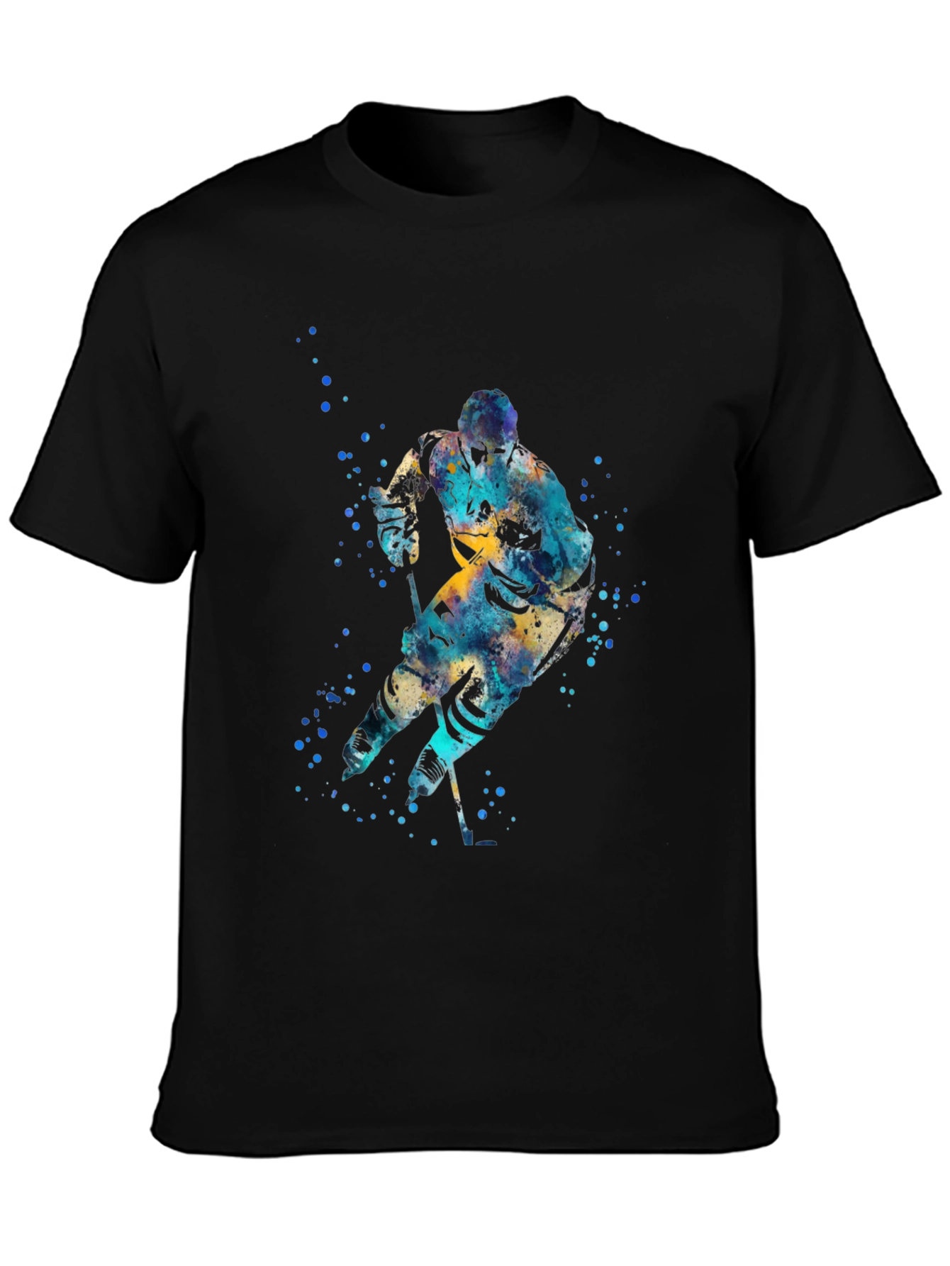 Hockey Player Watercolor T-Shirt - Artistic Graphic Tee