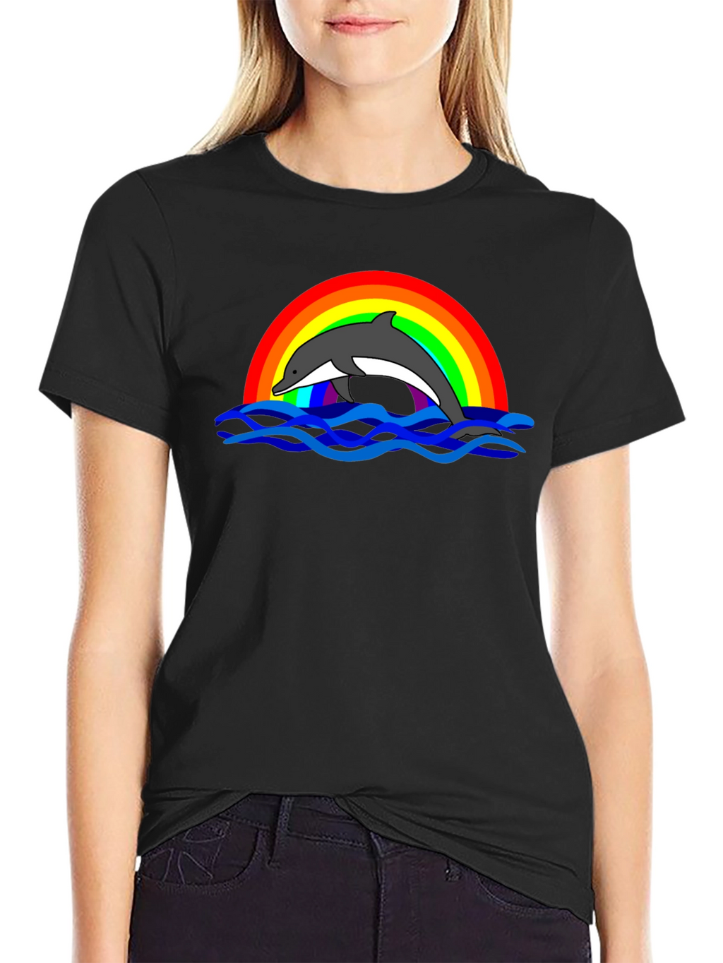 Dolphin Rainbow Graphic T-Shirt