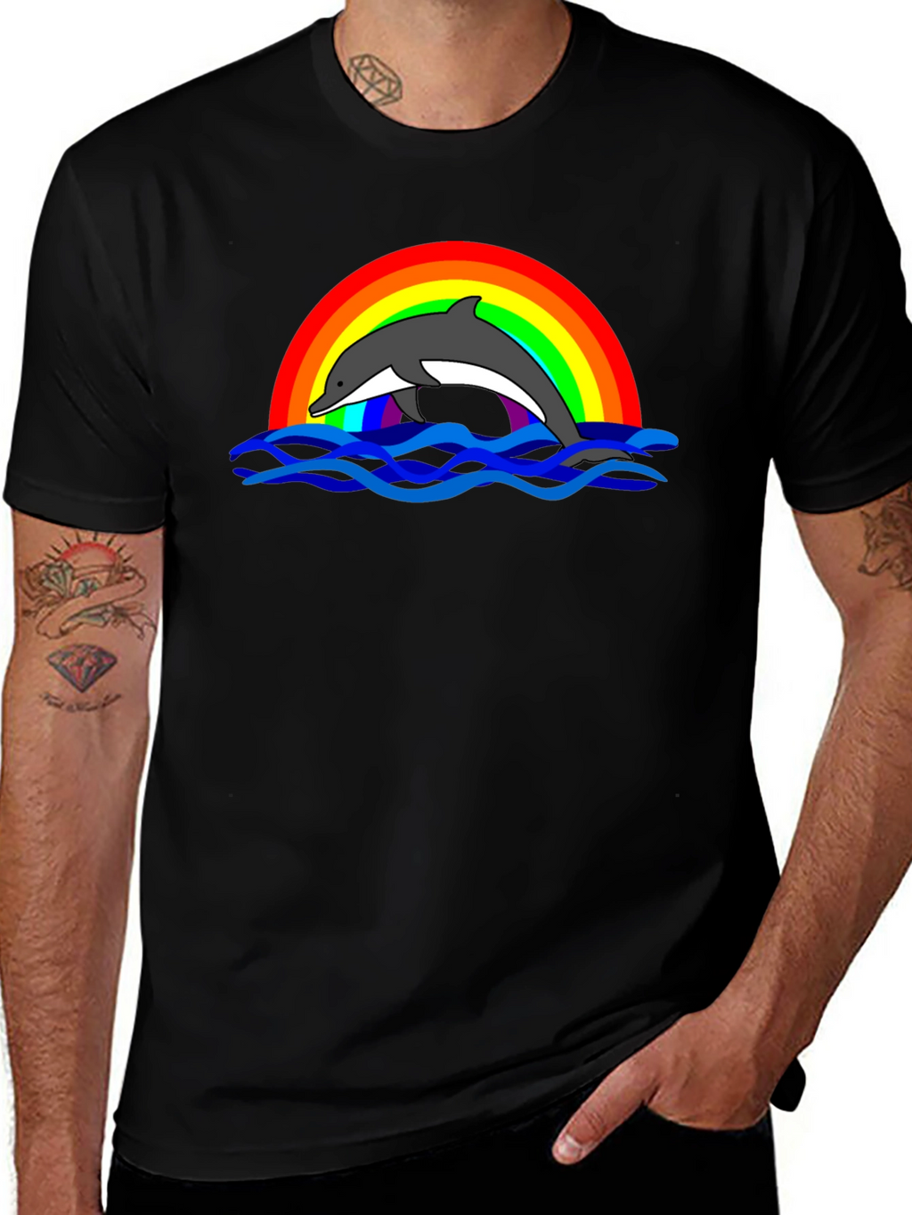 Dolphin Rainbow Graphic T-Shirt