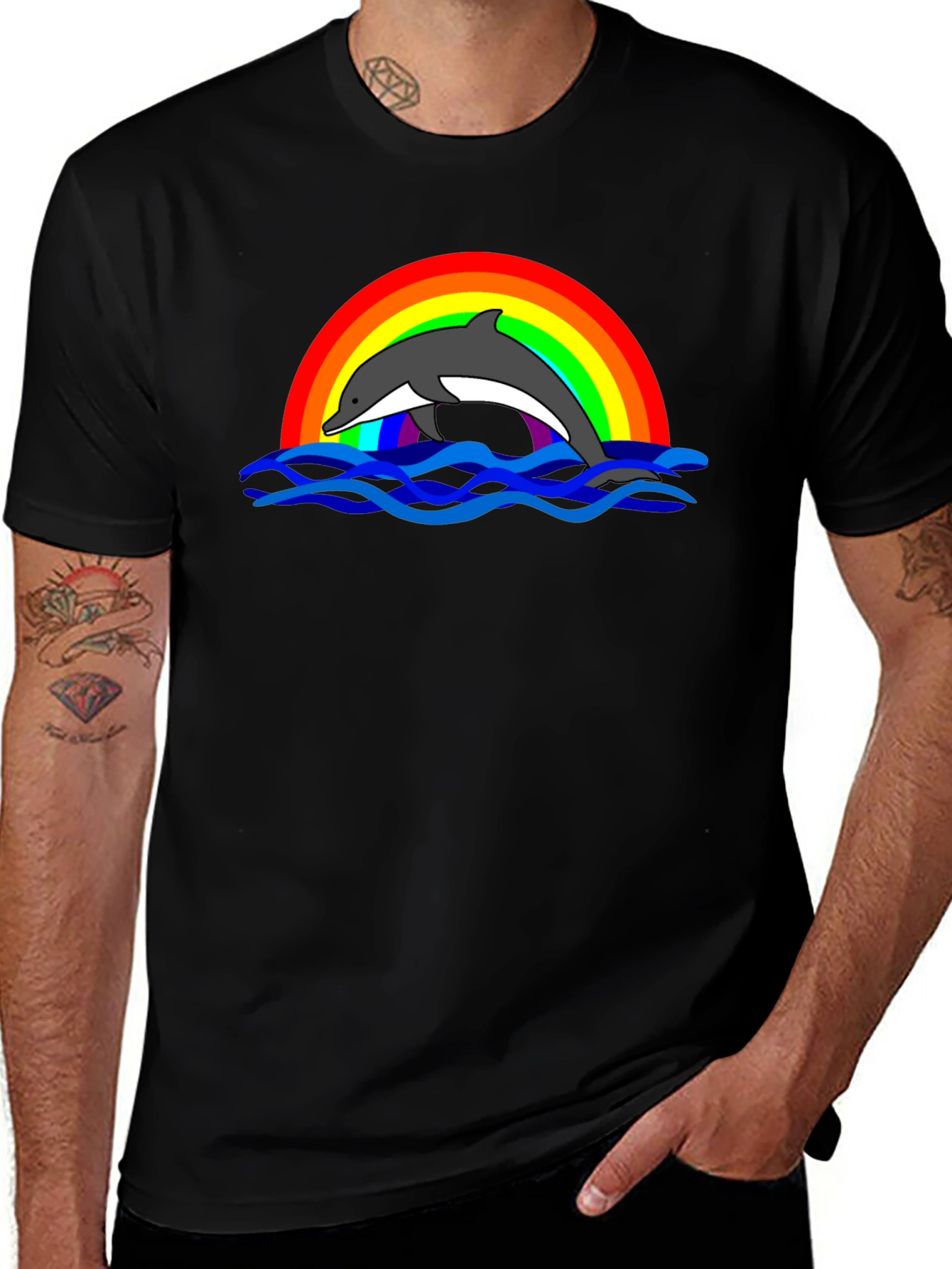 Dolphin Rainbow Graphic T-Shirt