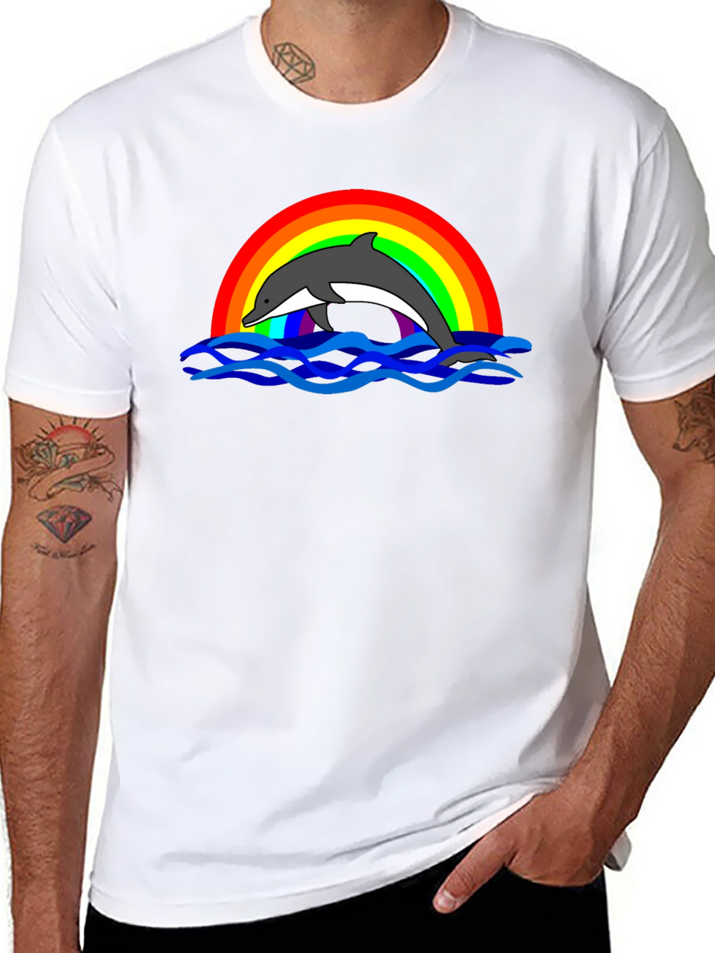Dolphin Rainbow Graphic T-Shirt