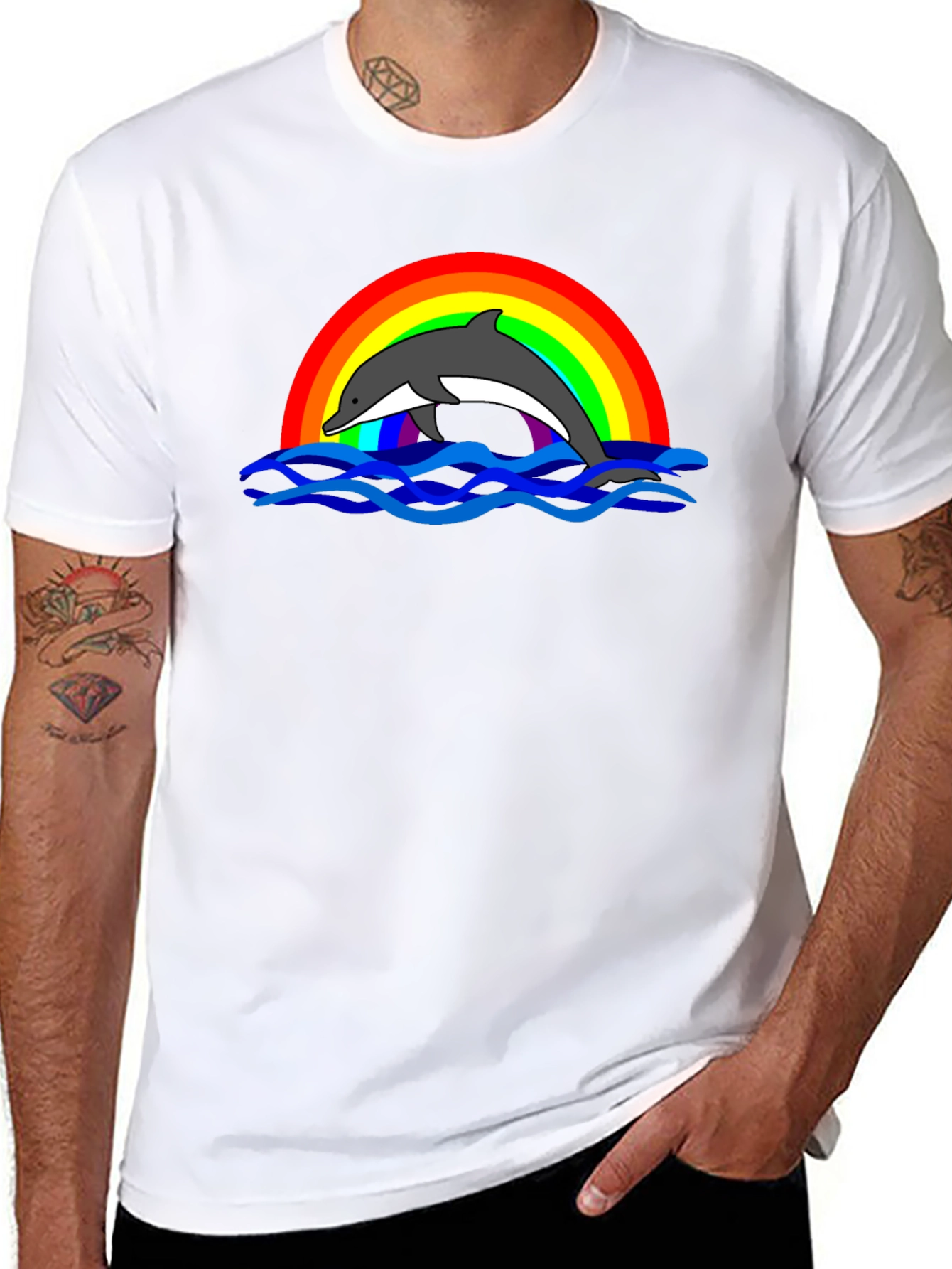 Dolphin Rainbow Graphic T-Shirt