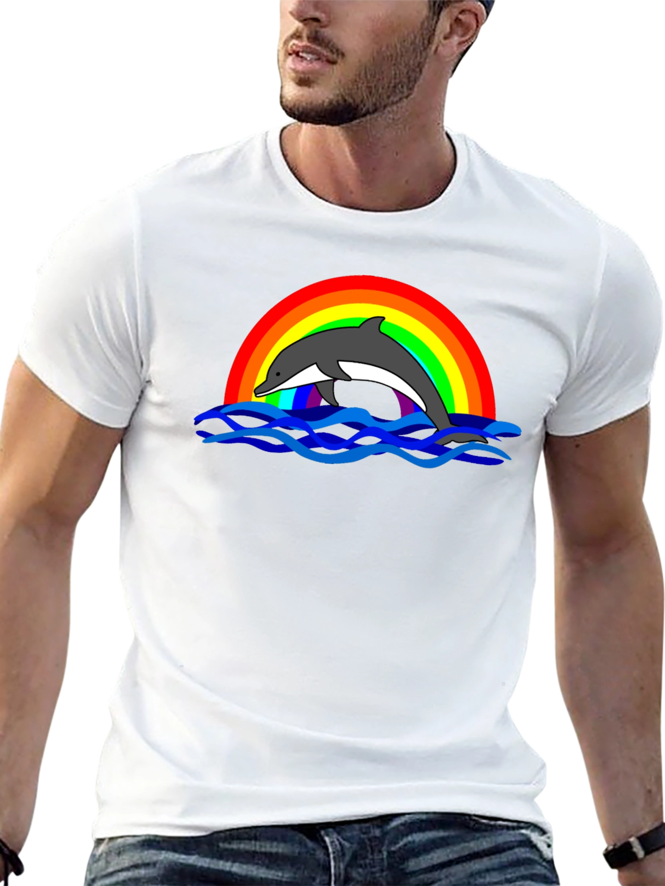 Dolphin Rainbow Graphic T-Shirt