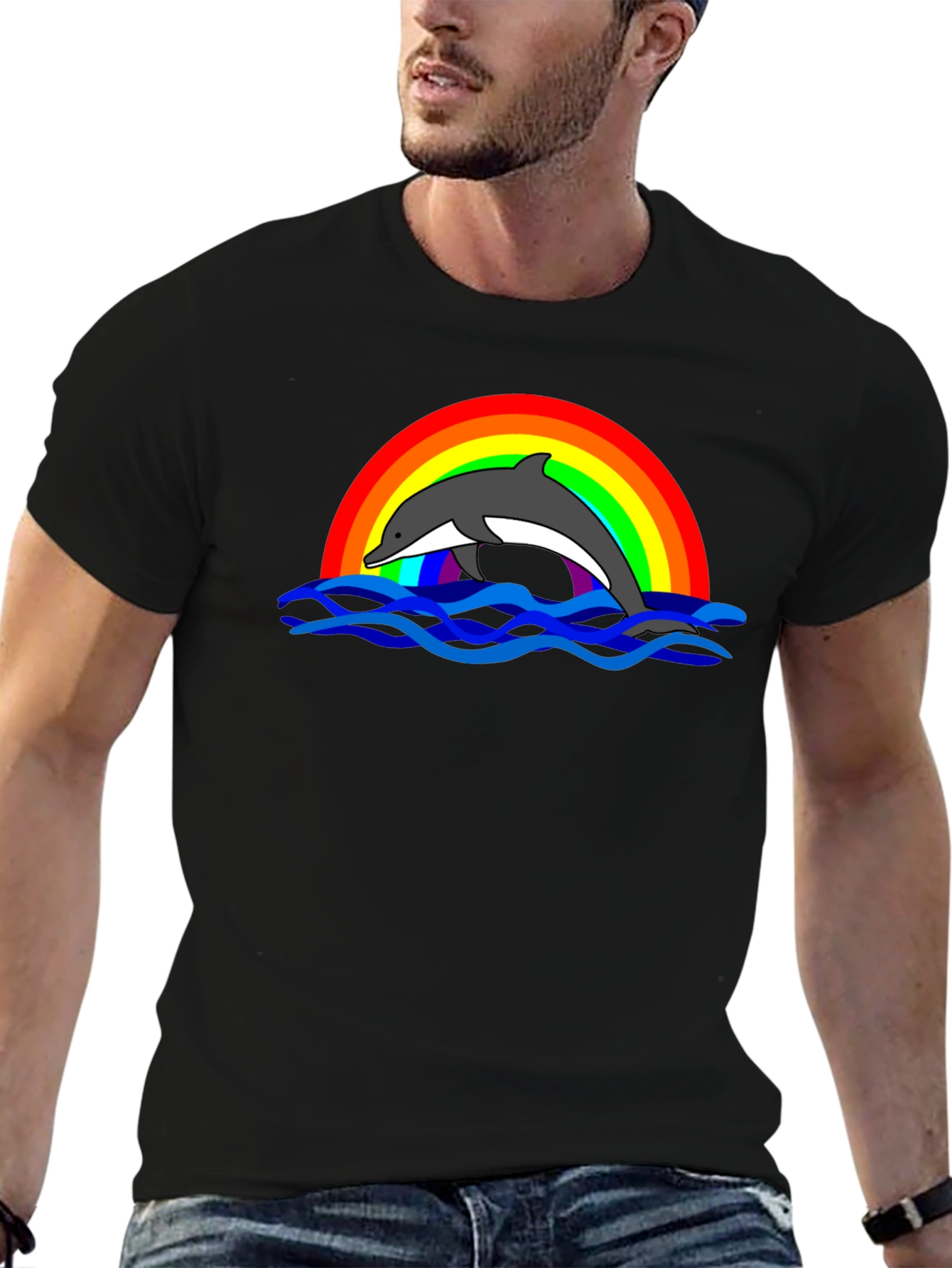 Dolphin Rainbow Graphic T-Shirt