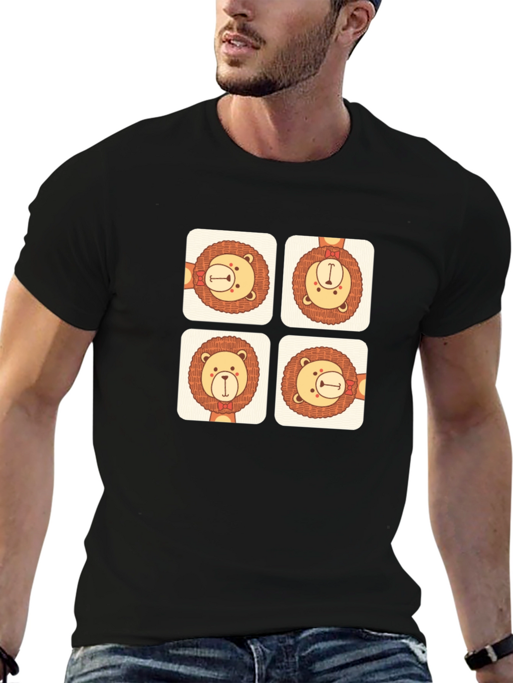 Lion Pattern T-Shirt - Cute Graphic Tee
