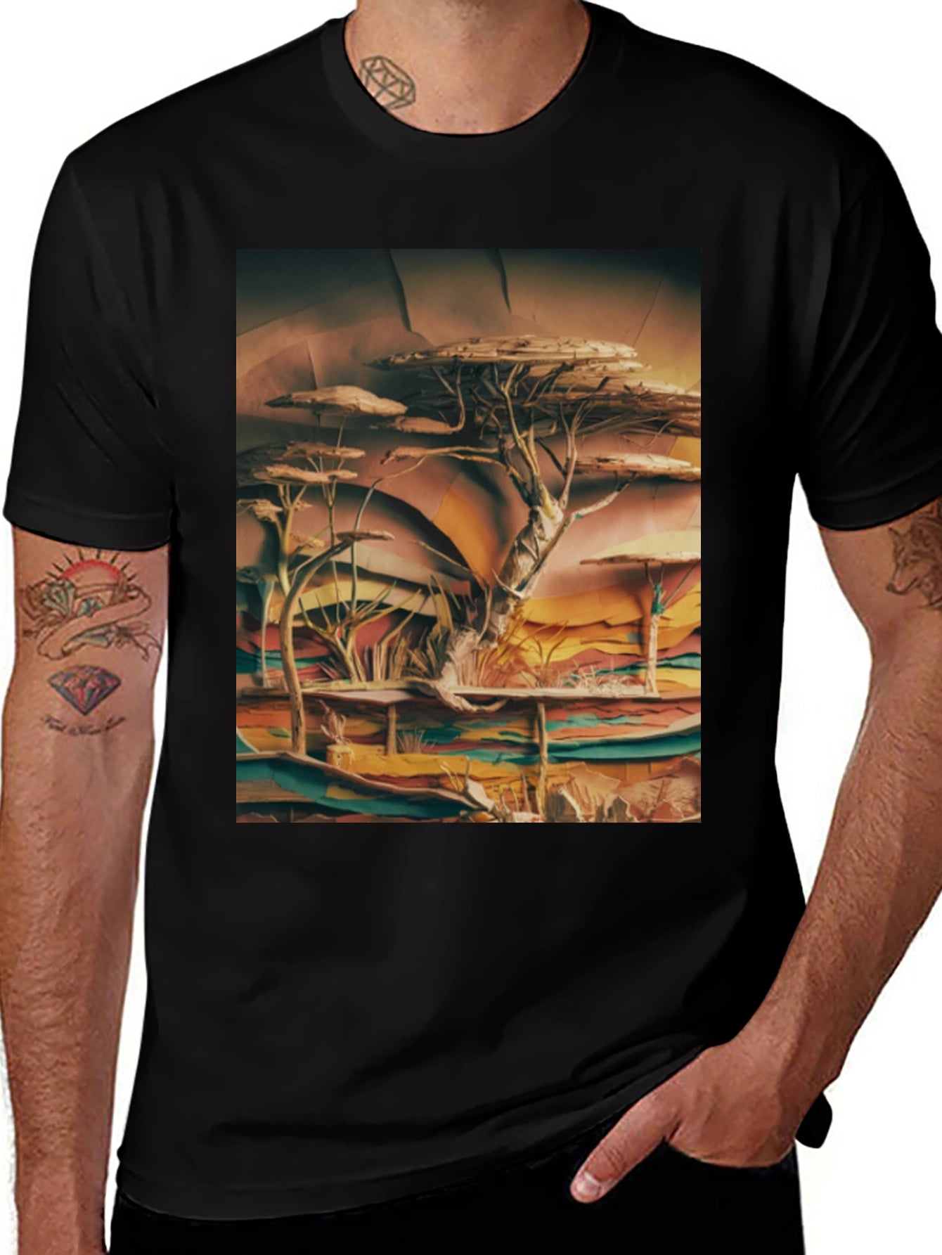Savanna Tree Graphic Tee - Unique African Landscape Design
