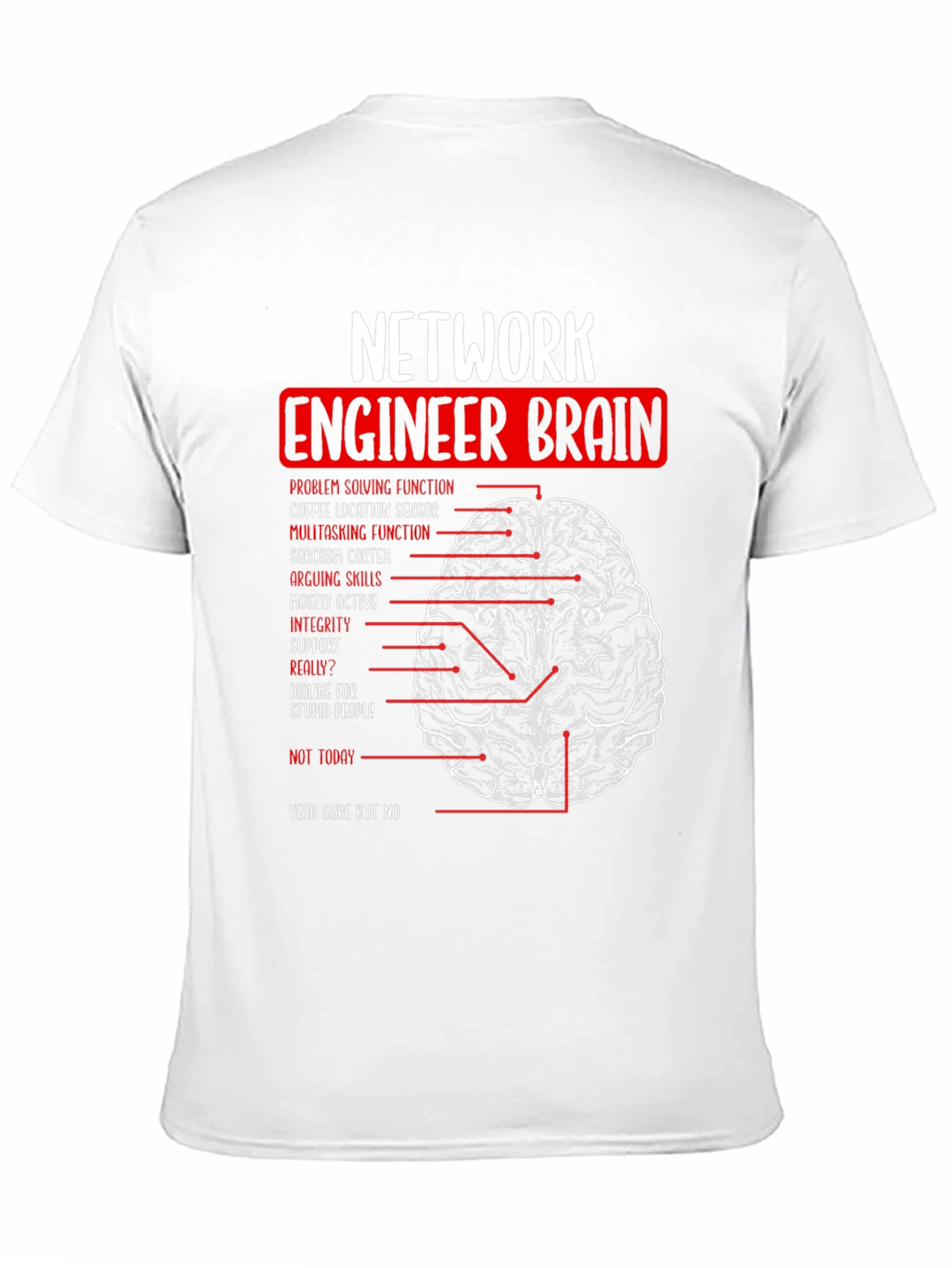 Network Engineer Brain T-Shirt - Funny Tech Gift