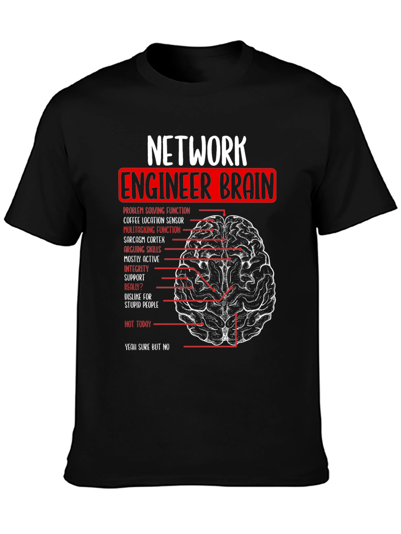 Network Engineer Brain T-Shirt - Funny Tech Gift