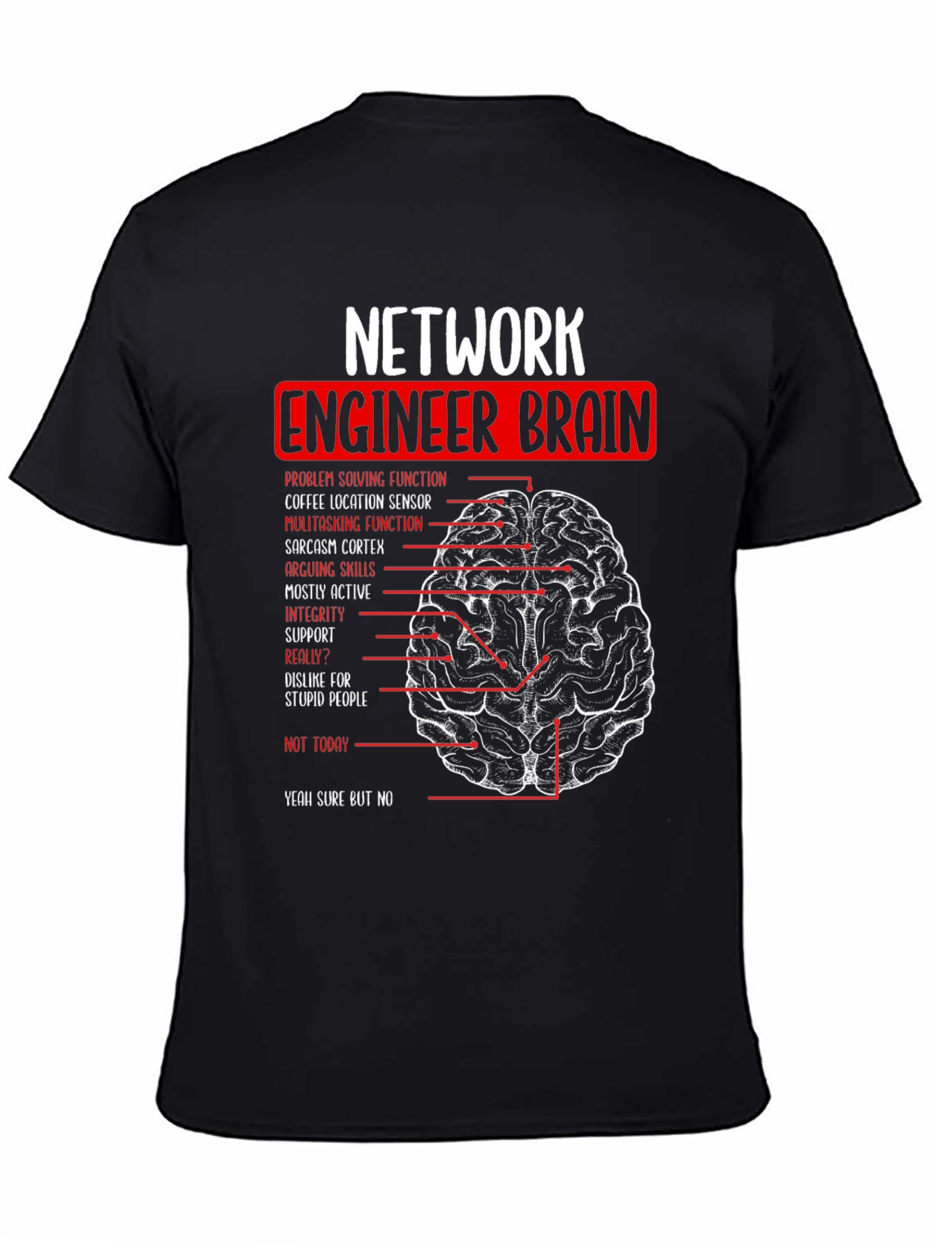 Network Engineer Brain T-Shirt - Funny Tech Gift