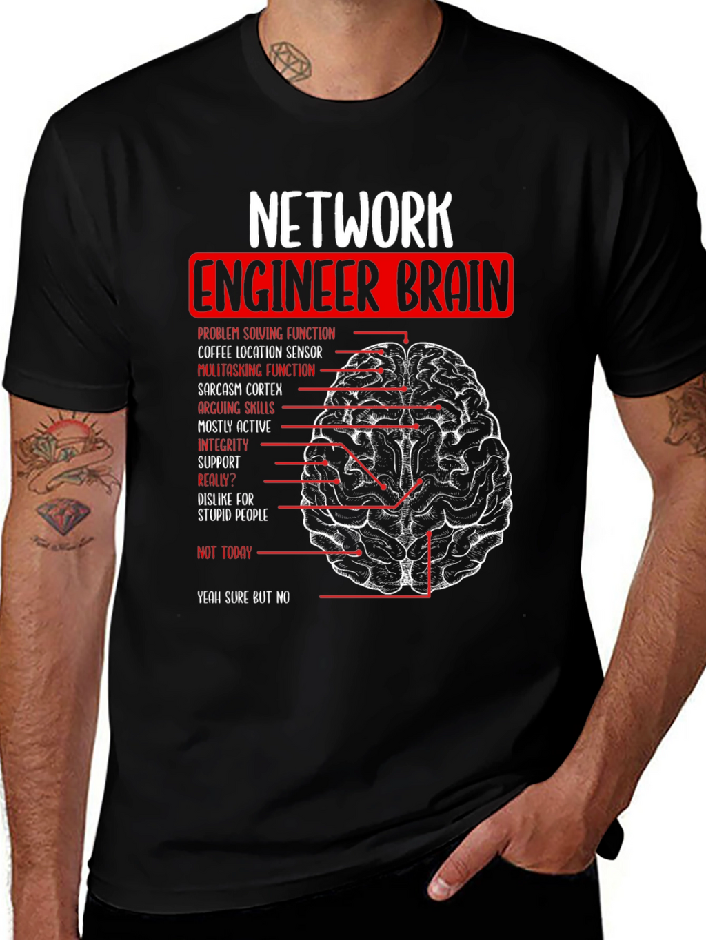 Network Engineer Brain T-Shirt - Funny Tech Gift