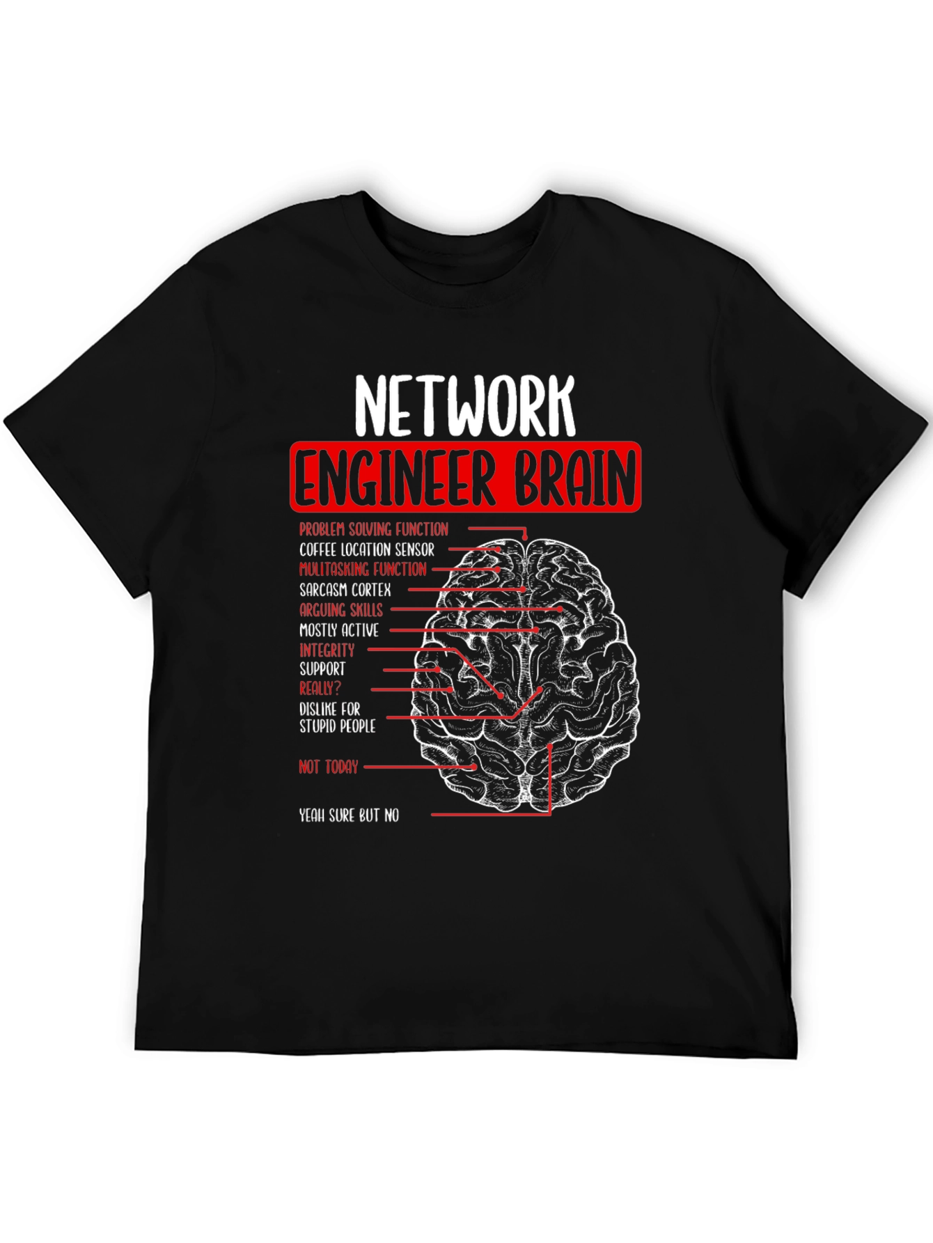 Network Engineer Brain T-Shirt - Funny Tech Gift