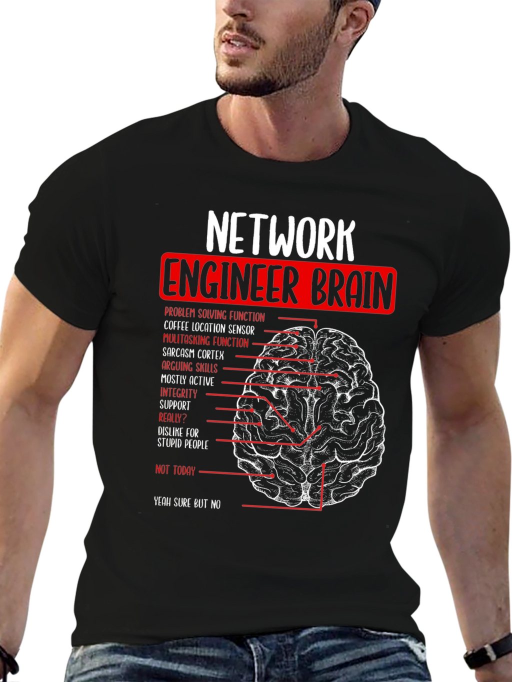 Network Engineer Brain T-Shirt - Funny Tech Gift