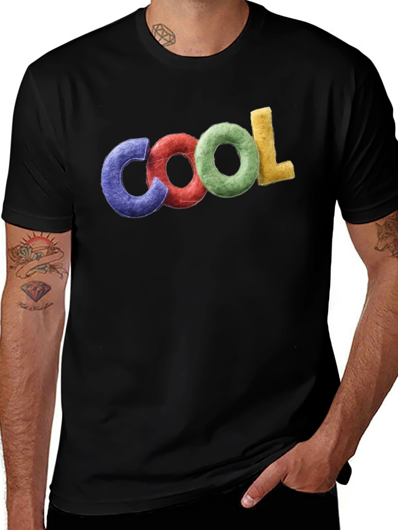 Cool Graphic T-Shirt - Black Crew Neck Tee