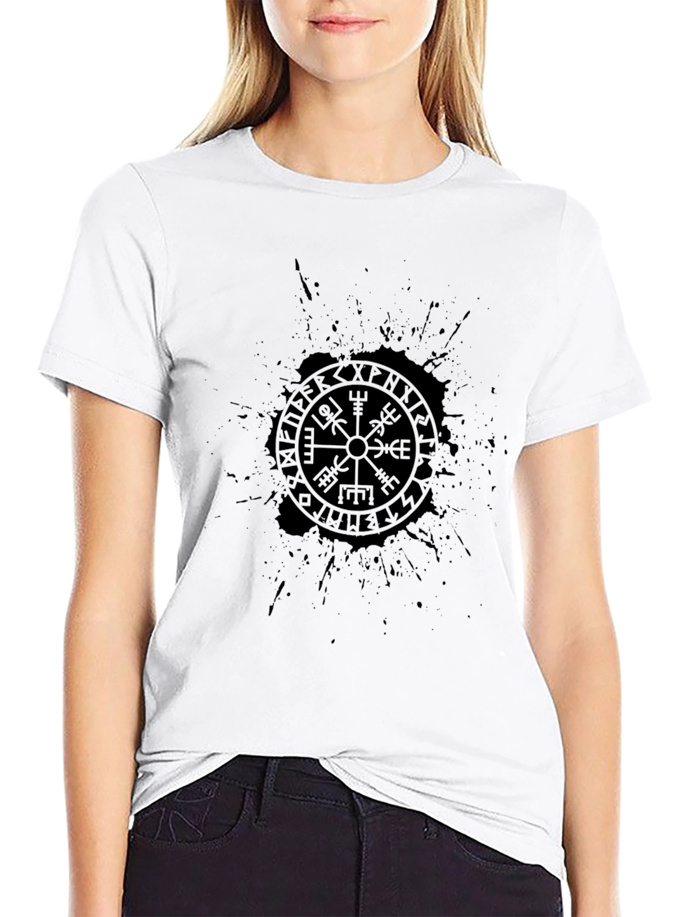 Black Viking Compass Graphic T-Shirt