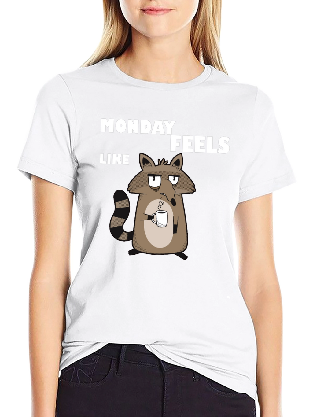 Monday Feels Raccoon T-Shirt - Funny Graphic Tee