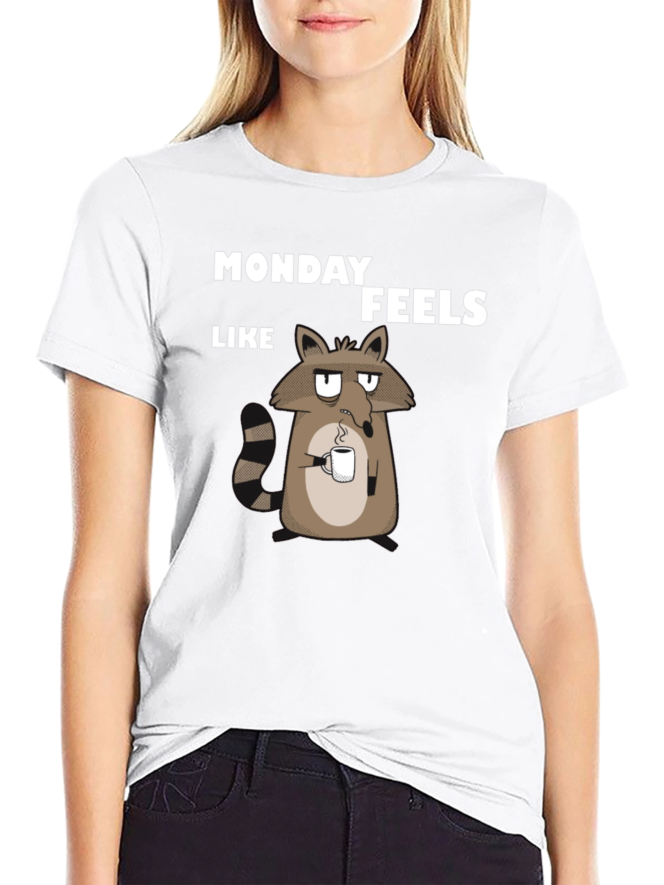 Monday Feels Raccoon T-Shirt - Funny Graphic Tee