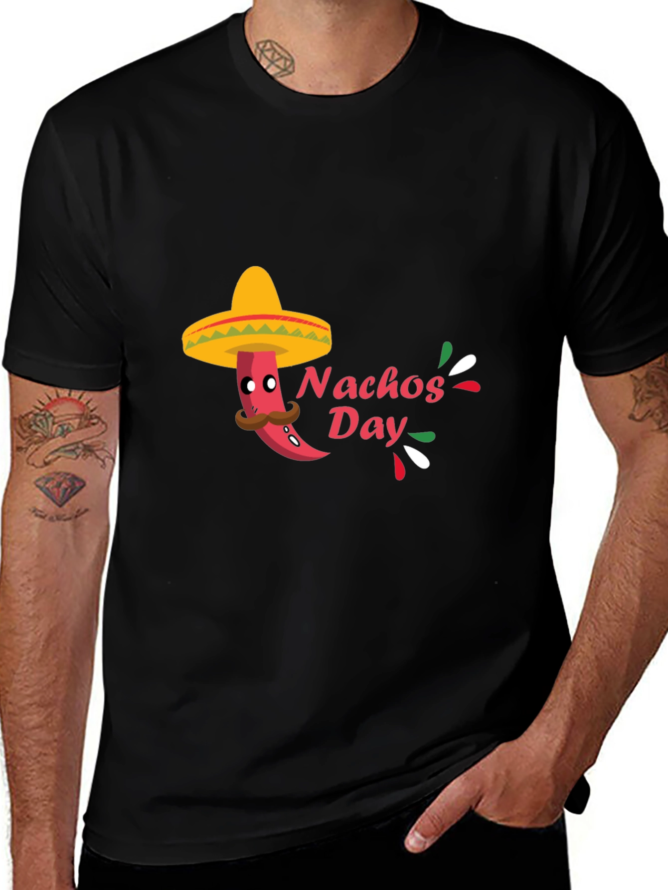 Mens Black Nachos Day T-Shirt