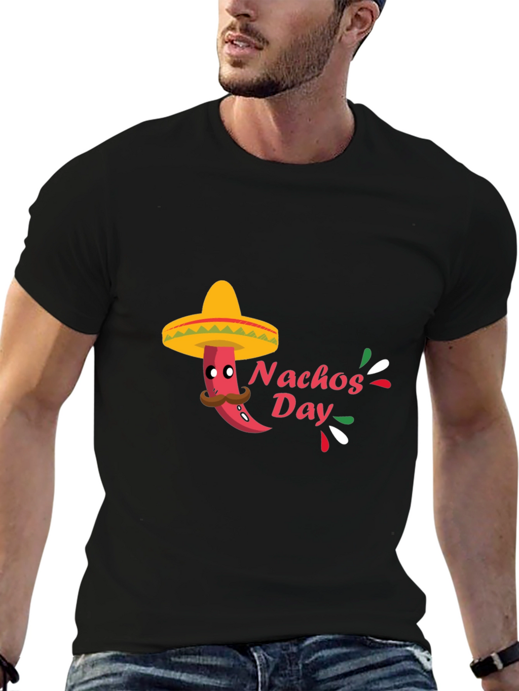 Mens Black Nachos Day T-Shirt