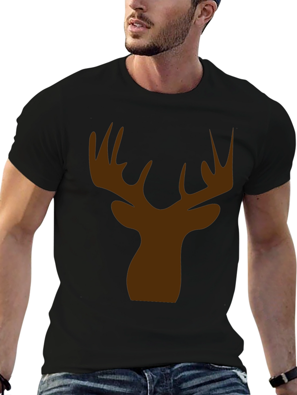 Deer Head Silhouette Graphic Tee