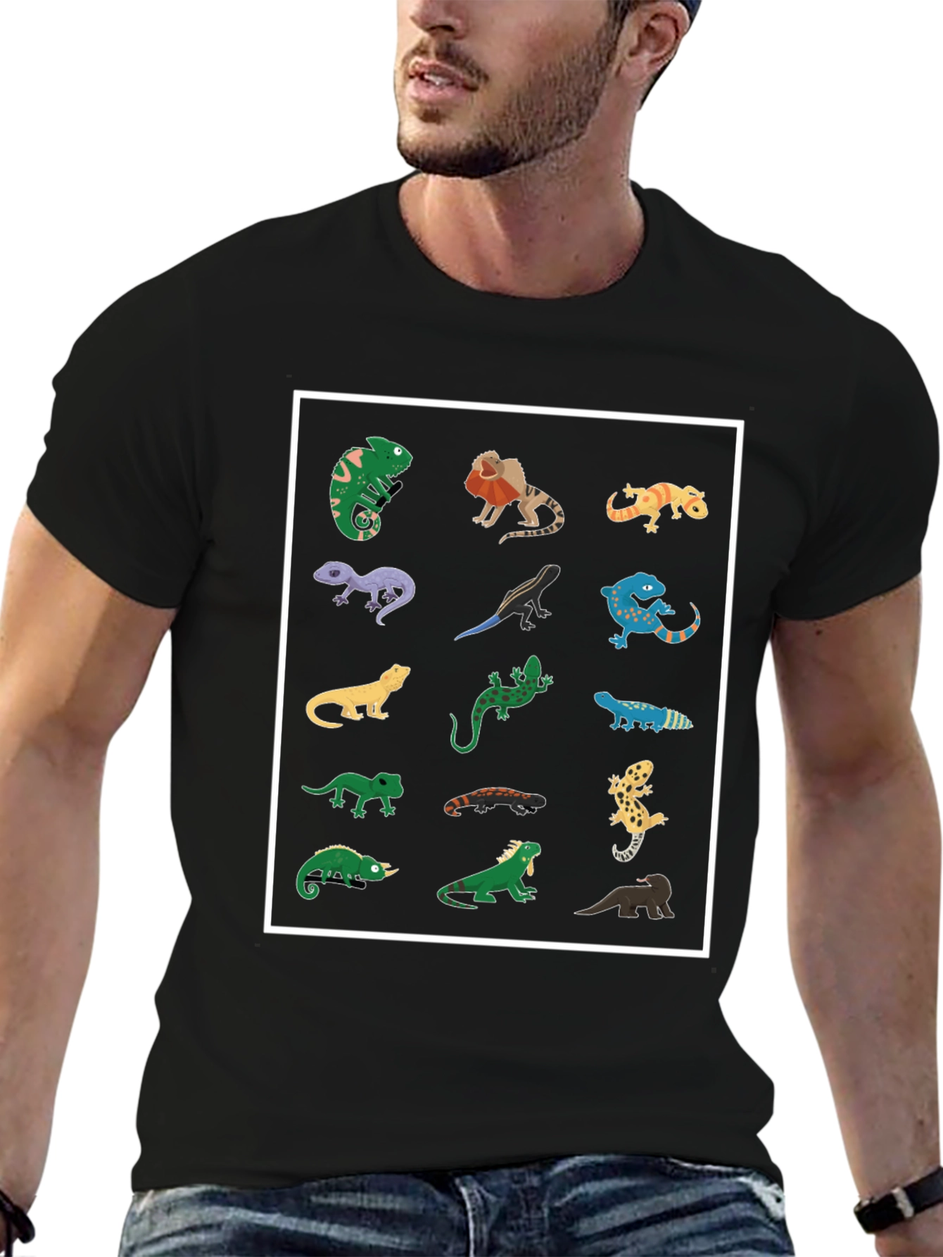 Lizard Print Black T-Shirt